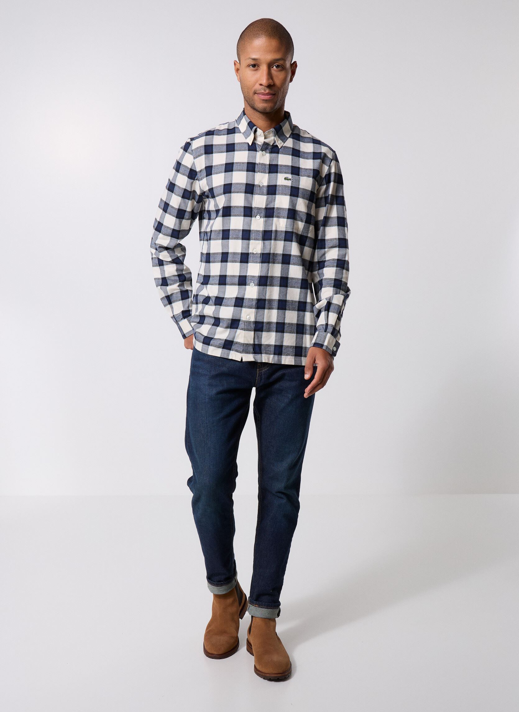Chemises Chemise CH5097 homme blanc Lacoste Chemises Chemise CH5097 homme blanc FARINE / PANORAMA- MARINE
