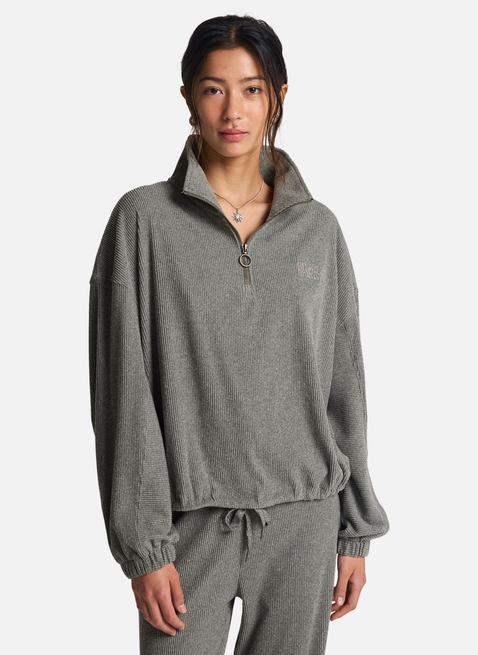 Sweats à capuche Haut côtelé COFFEE TIME femme gris Billabong Sweats à capuche Haut côtelé COFFEE TIME femme gris Gris