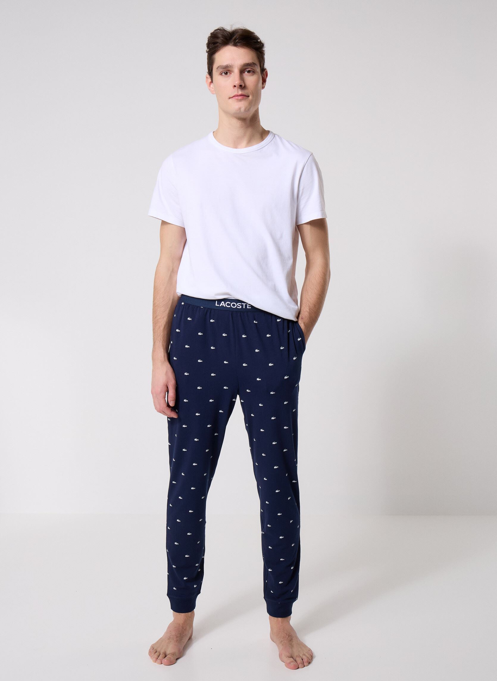 Joggings Bas De Pyjama 3H0988 homme bleu Lacoste Joggings Bas De Pyjama 3H0988 homme bleu MARINE/BLANC