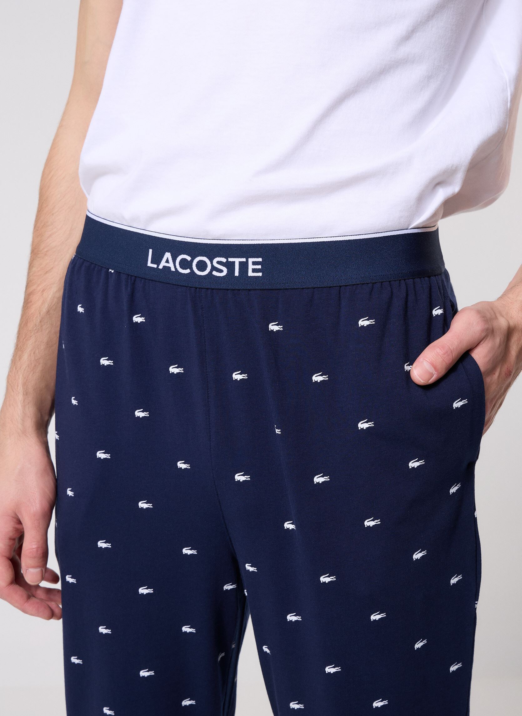 Joggings Bas De Pyjama 3H0988 homme bleu Lacoste Joggings Bas De Pyjama 3H0988 homme bleu MARINE/BLANC