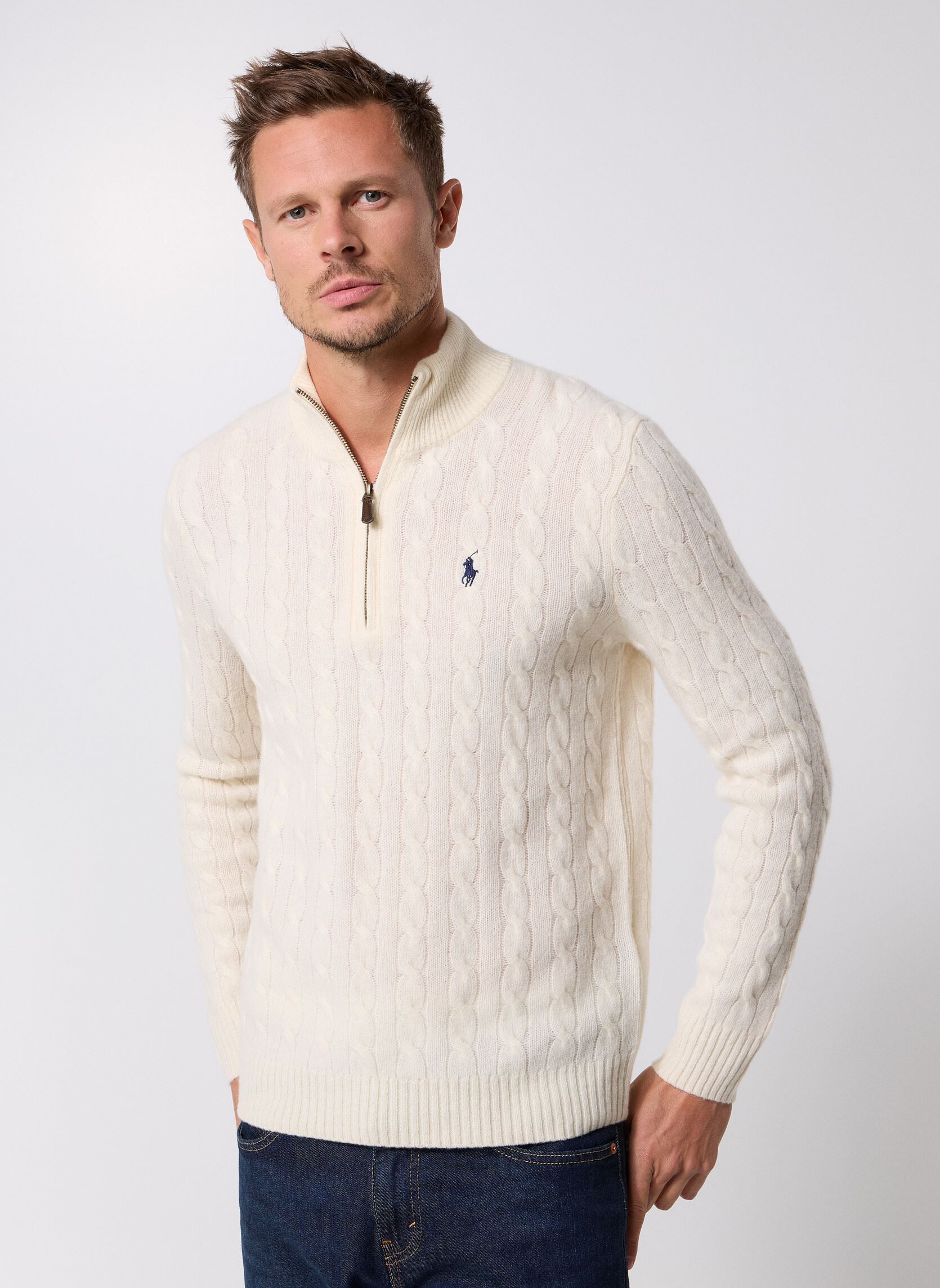 Vêtements Polo Ralph Lauren Pull Torsadé En Laine Et Cachemire 710876766 pour Accessoires - vue 2