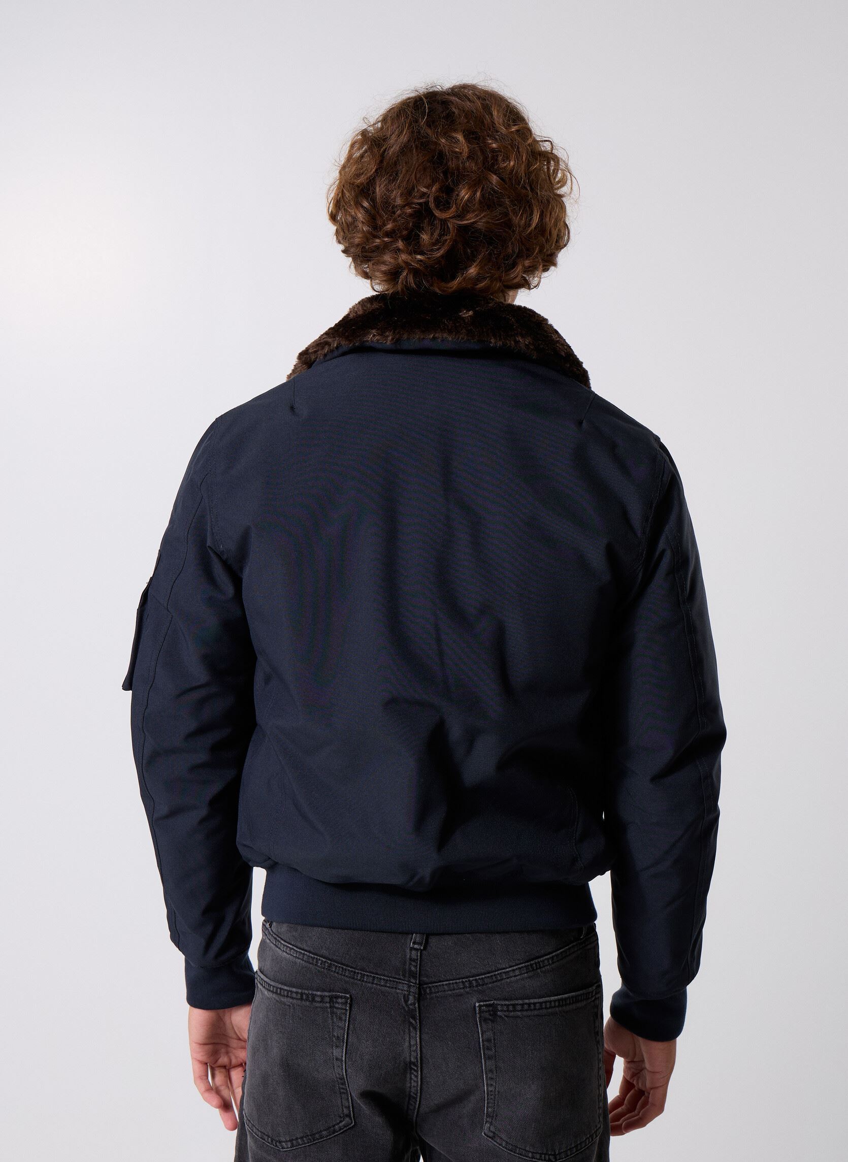 Bomberjacken Blouson Col Fourrure Schott AIRLINES herren blau Schott Bomberjacken Blouson Col Fourrure Schott AIRLINES herren blau NAVY/BROWN