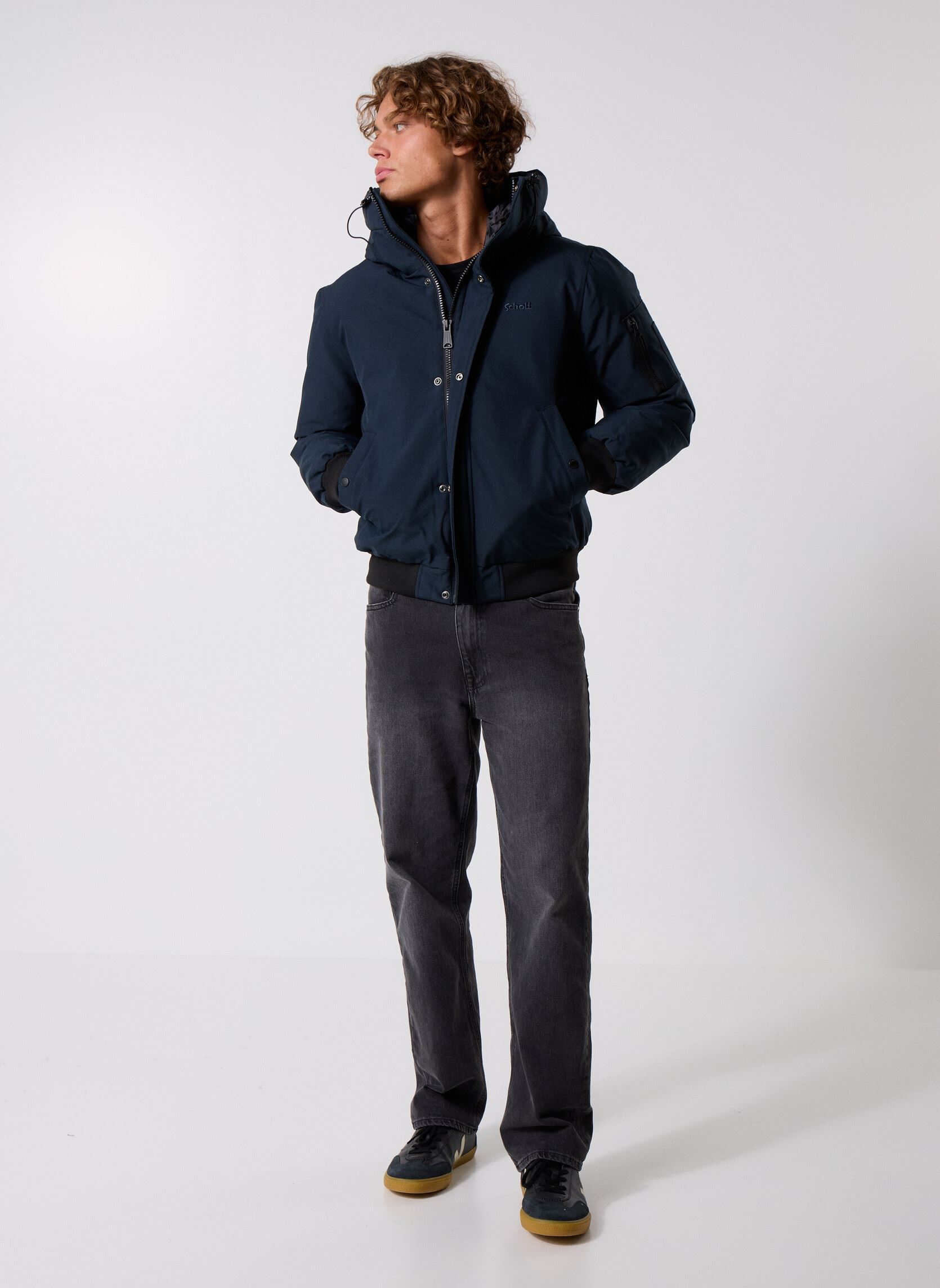 Blousons Blouson Court Capuche Schott BEEVER homme bleu Schott Blousons Blouson Court Capuche Schott BEEVER homme bleu NAVY