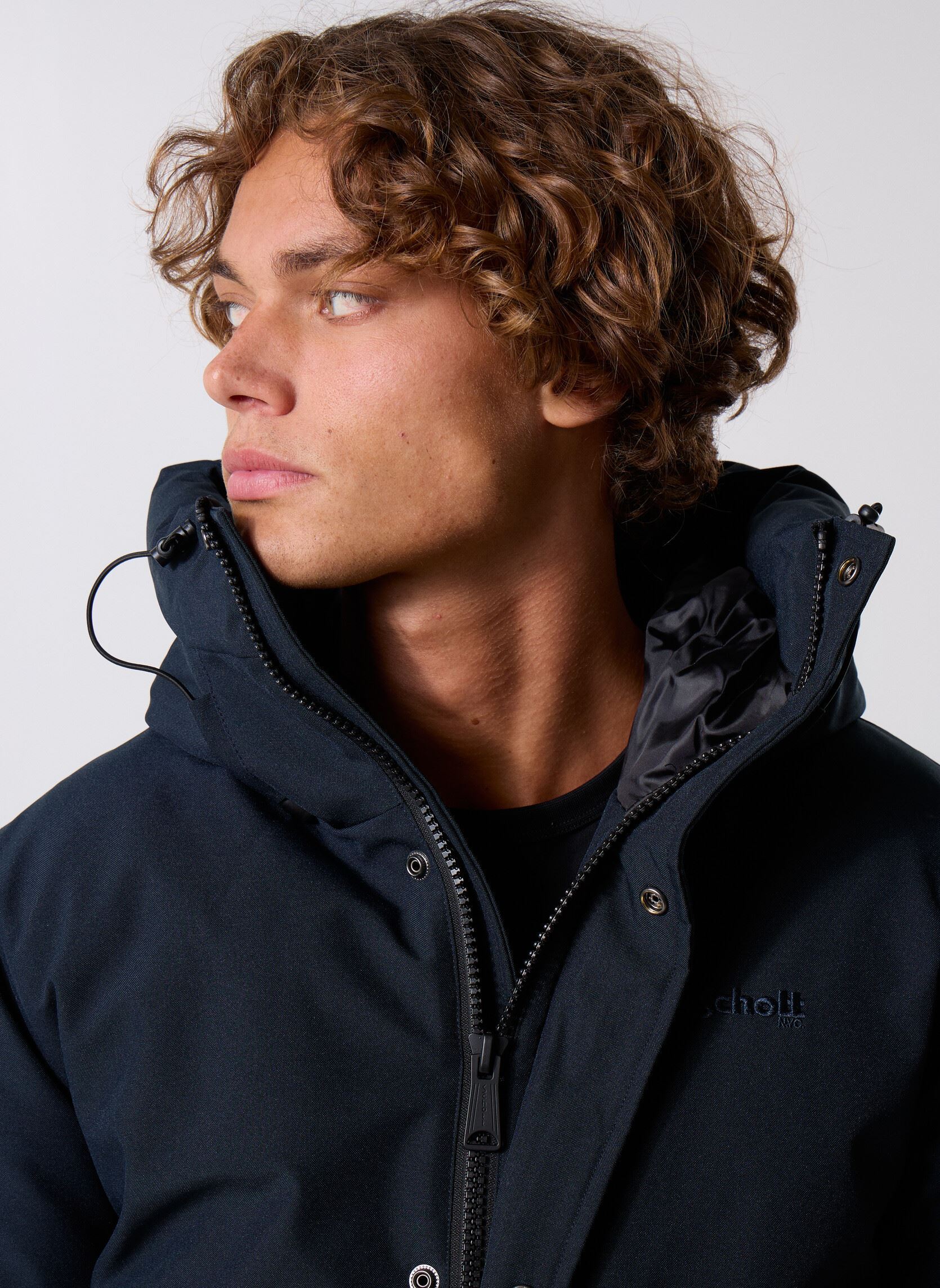 Blousons Blouson Court Capuche Schott BEEVER homme bleu Schott Blousons Blouson Court Capuche Schott BEEVER homme bleu NAVY