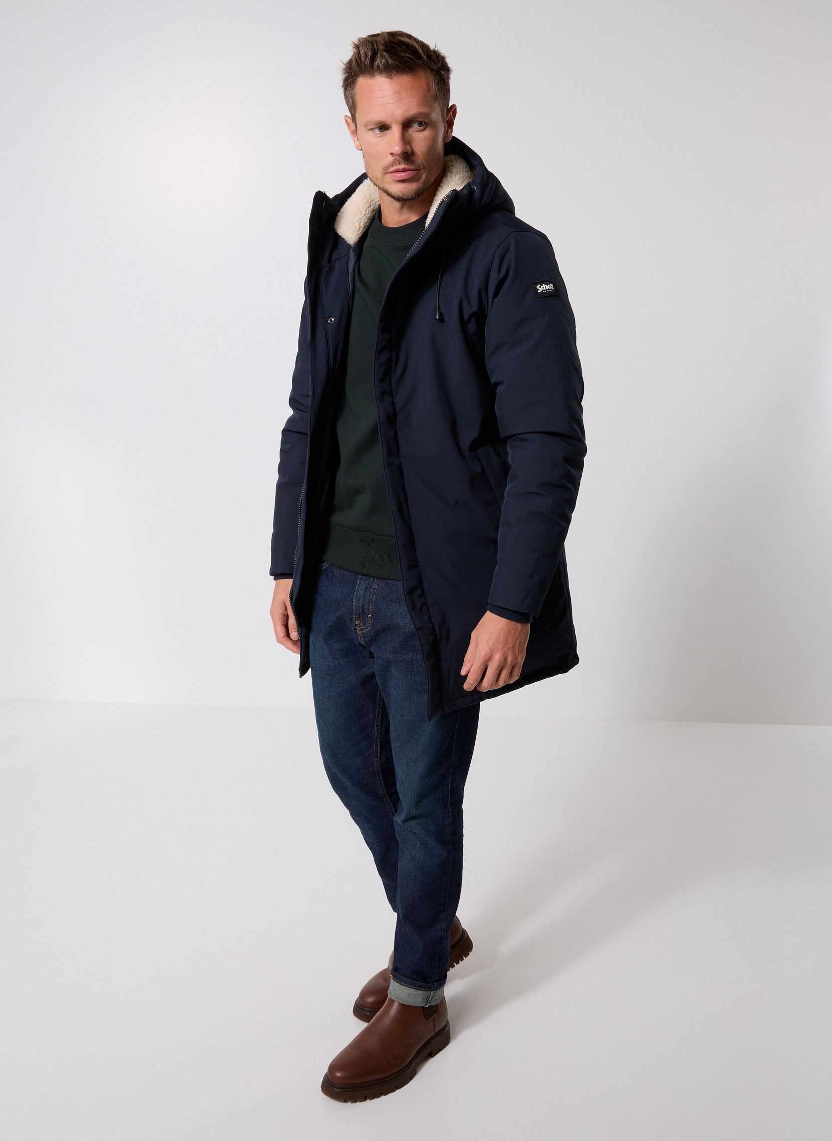 Parkas Parka Doublure Doudoune Schott ELJIN homme bleu Schott Parkas Parka Doublure Doudoune Schott ELJIN homme bleu NAVY