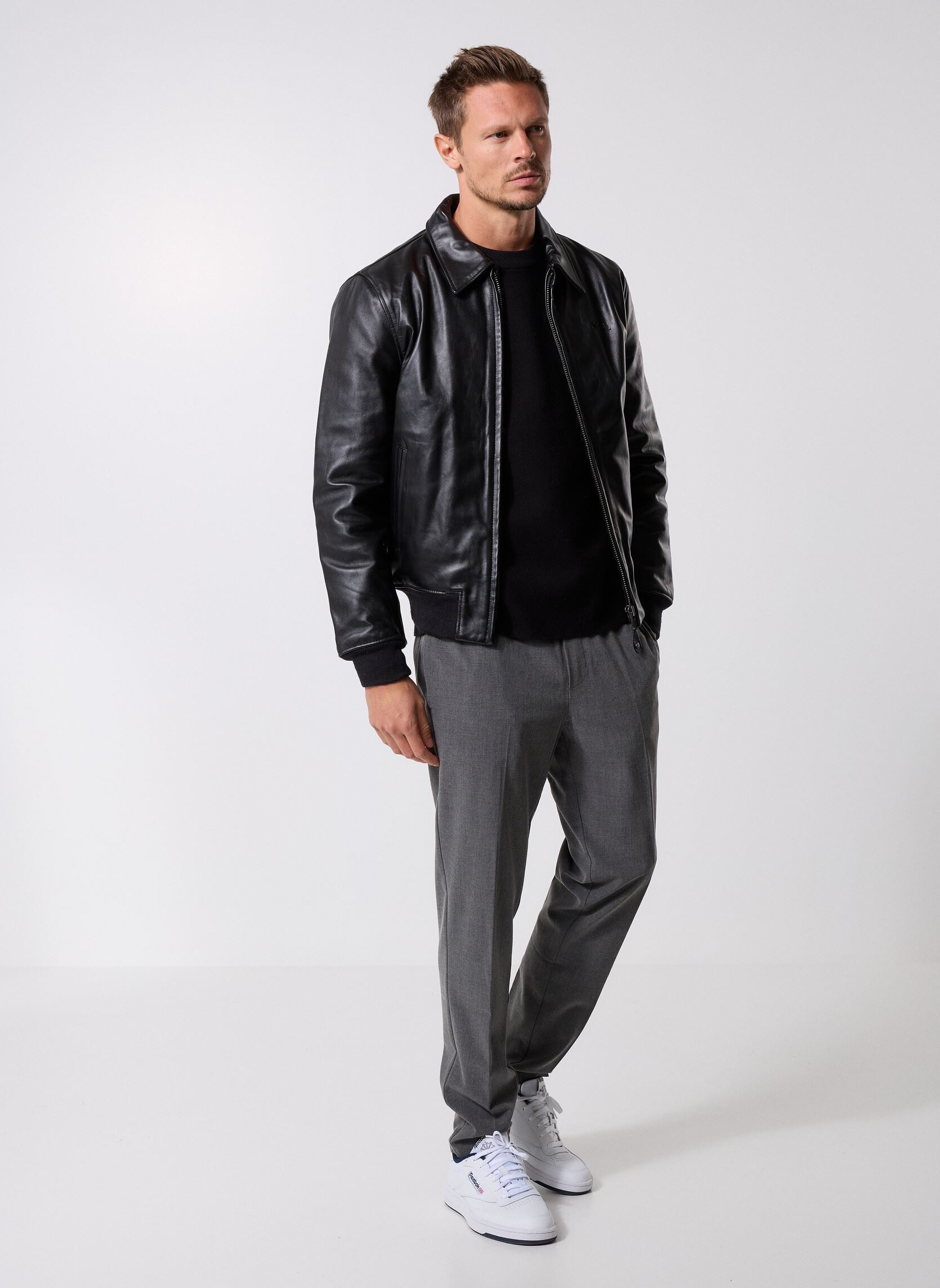 Giacche in pelle Blouson Casual Zippe Avec Rib Schott LC5 uomo nero Schott Giacche in pelle Blouson Casual Zippe Avec Rib Schott LC5 uomo nero BLACK