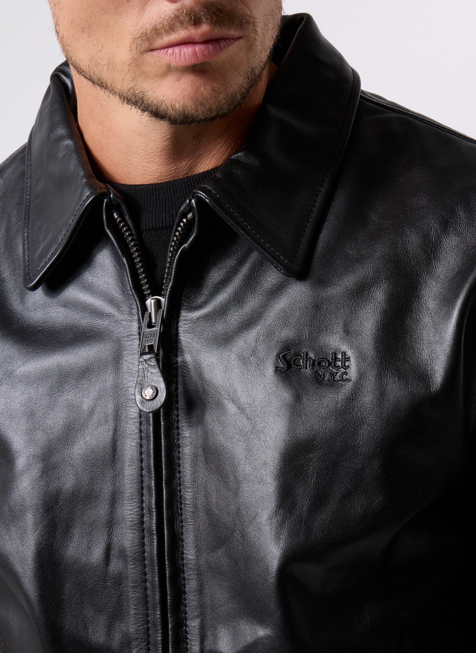 Giacche in pelle Blouson Casual Zippe Avec Rib Schott LC5 uomo nero Schott Giacche in pelle Blouson Casual Zippe Avec Rib Schott LC5 uomo nero BLACK