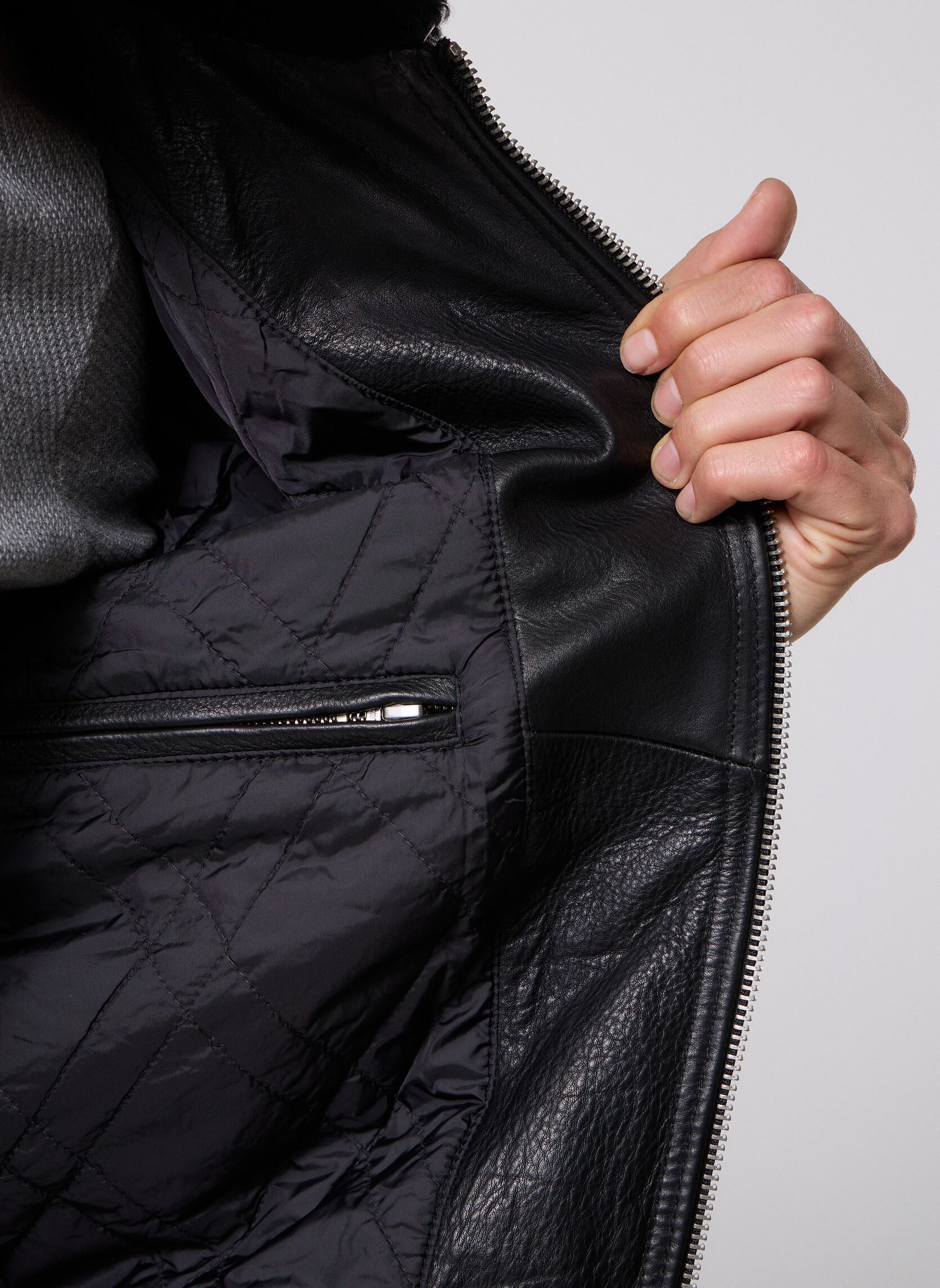 Vestes en cuir Veste Classique Poches Zipees Et Rib Sch homme noir Schott Vestes en cuir Veste Classique Poches Zipees Et Rib Sch homme noir BLACK