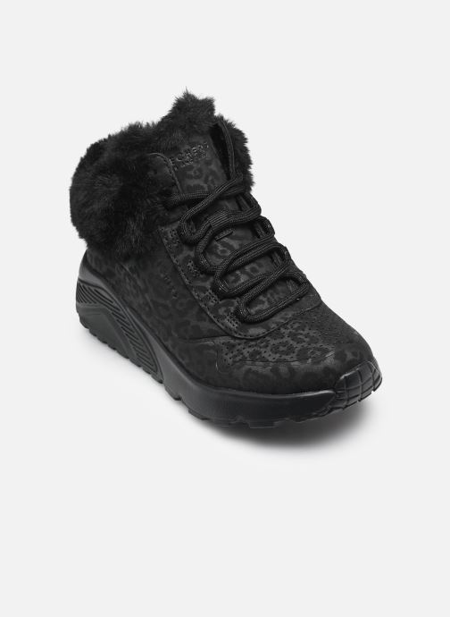 Skechers Baskets hautes Uno Lite - Cozy Leopard fille noir