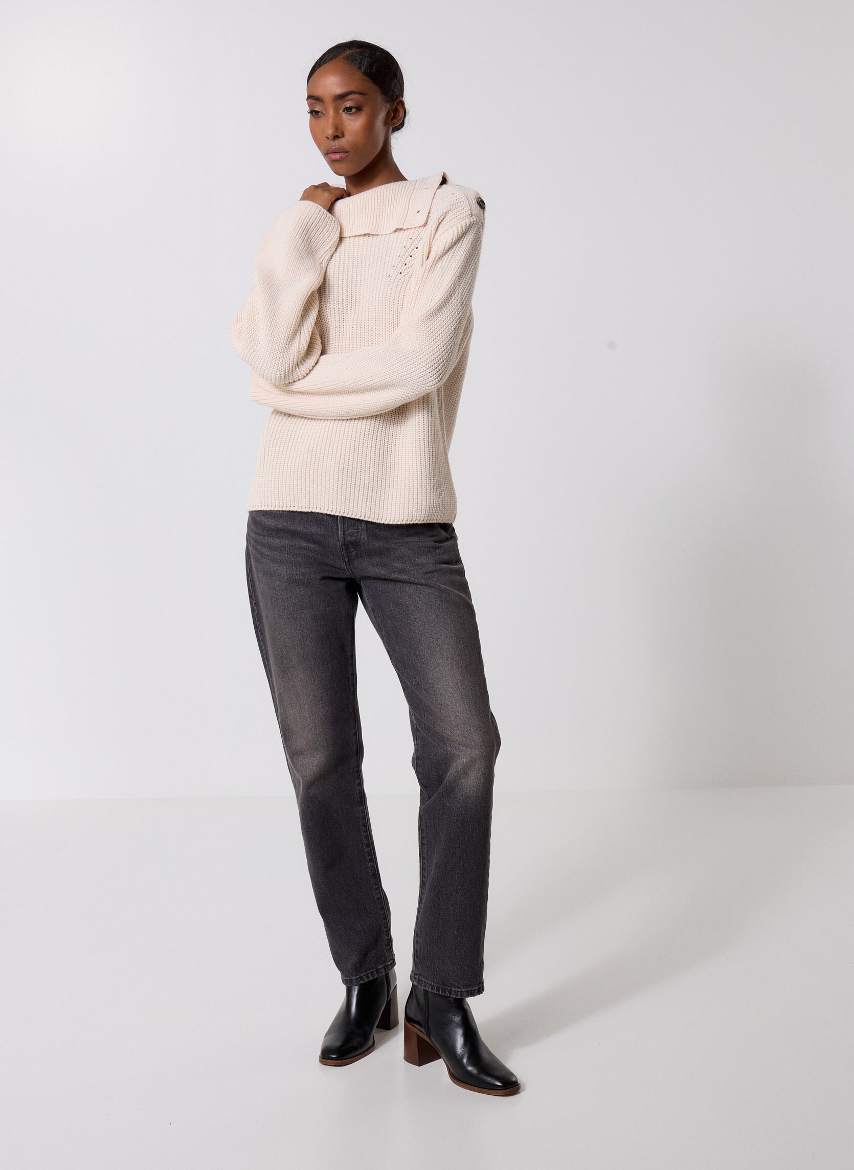 Pulls FK-PU-EBAHI femme blanc La Fée Maraboutée Pulls FK-PU-EBAHI femme blanc Ecru