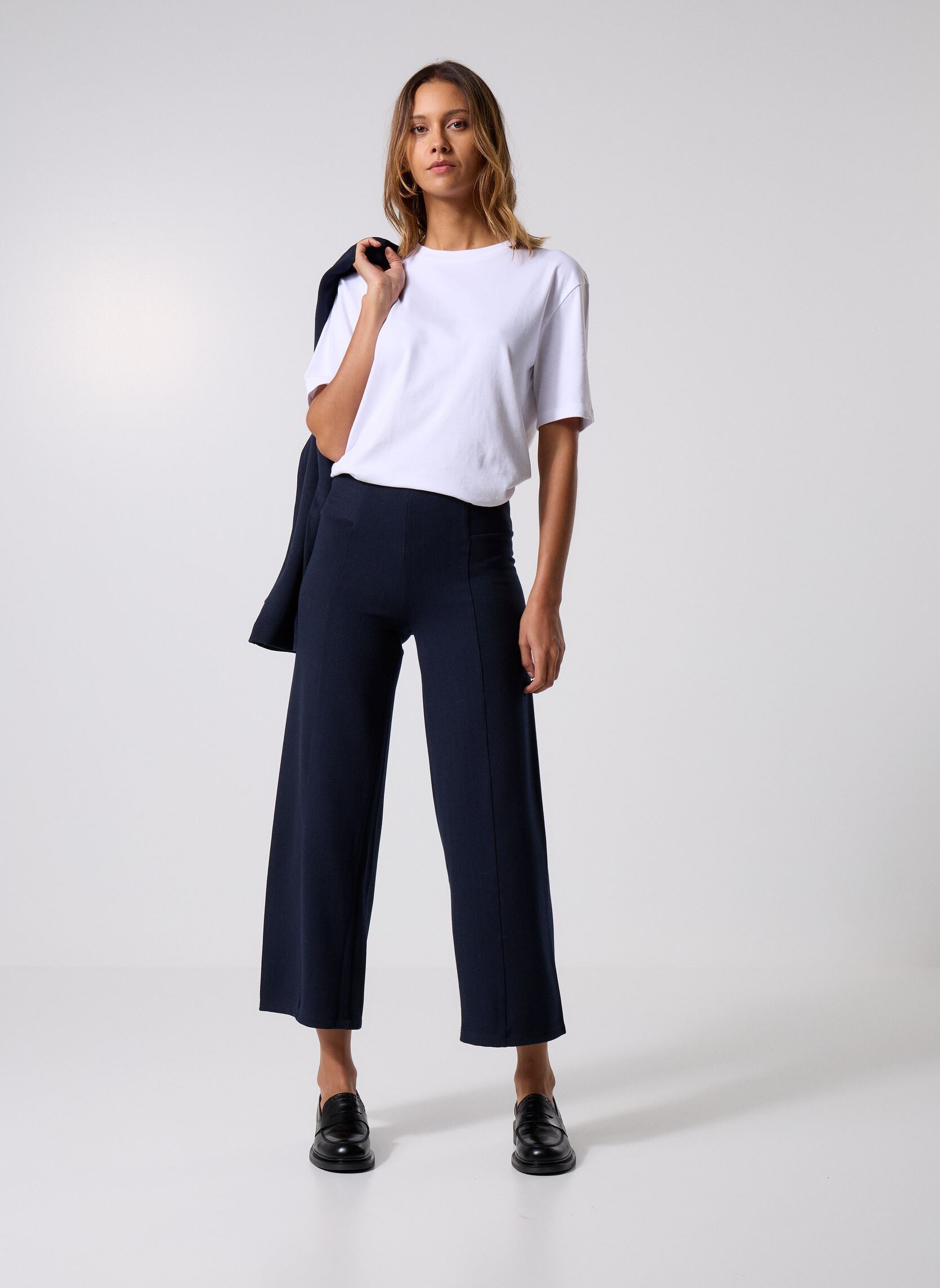 Pantalons droit FK-PA-EMIORA-R femme bleu La Fée Maraboutée Pantalons droit FK-PA-EMIORA-R femme bleu NAVY