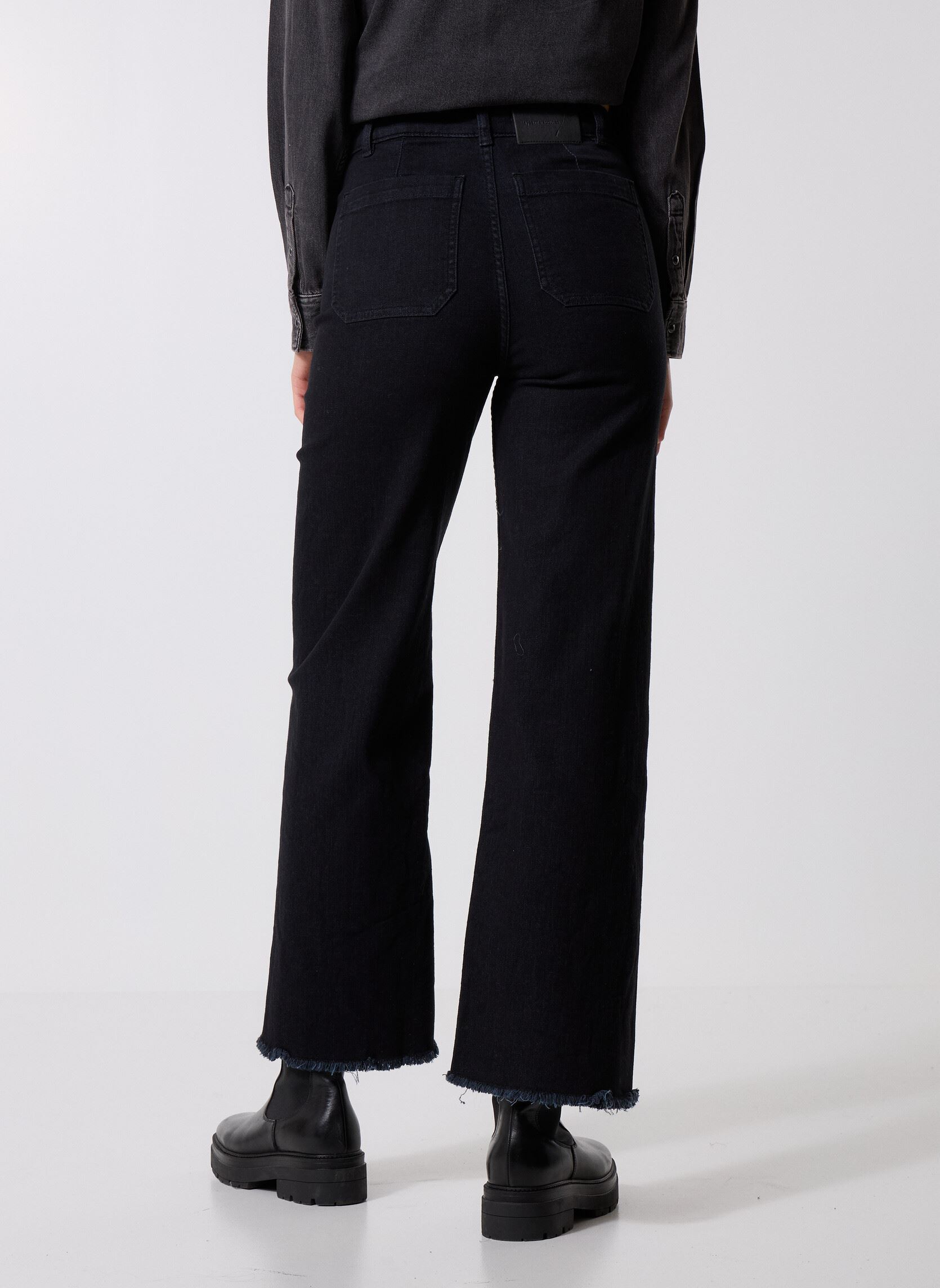 Wijde jeans / Flared Jeans FG-JE-RENO-E dames zwart La Fée Maraboutée Wijde jeans / Flared Jeans FG-JE-RENO-E dames zwart Dark Black