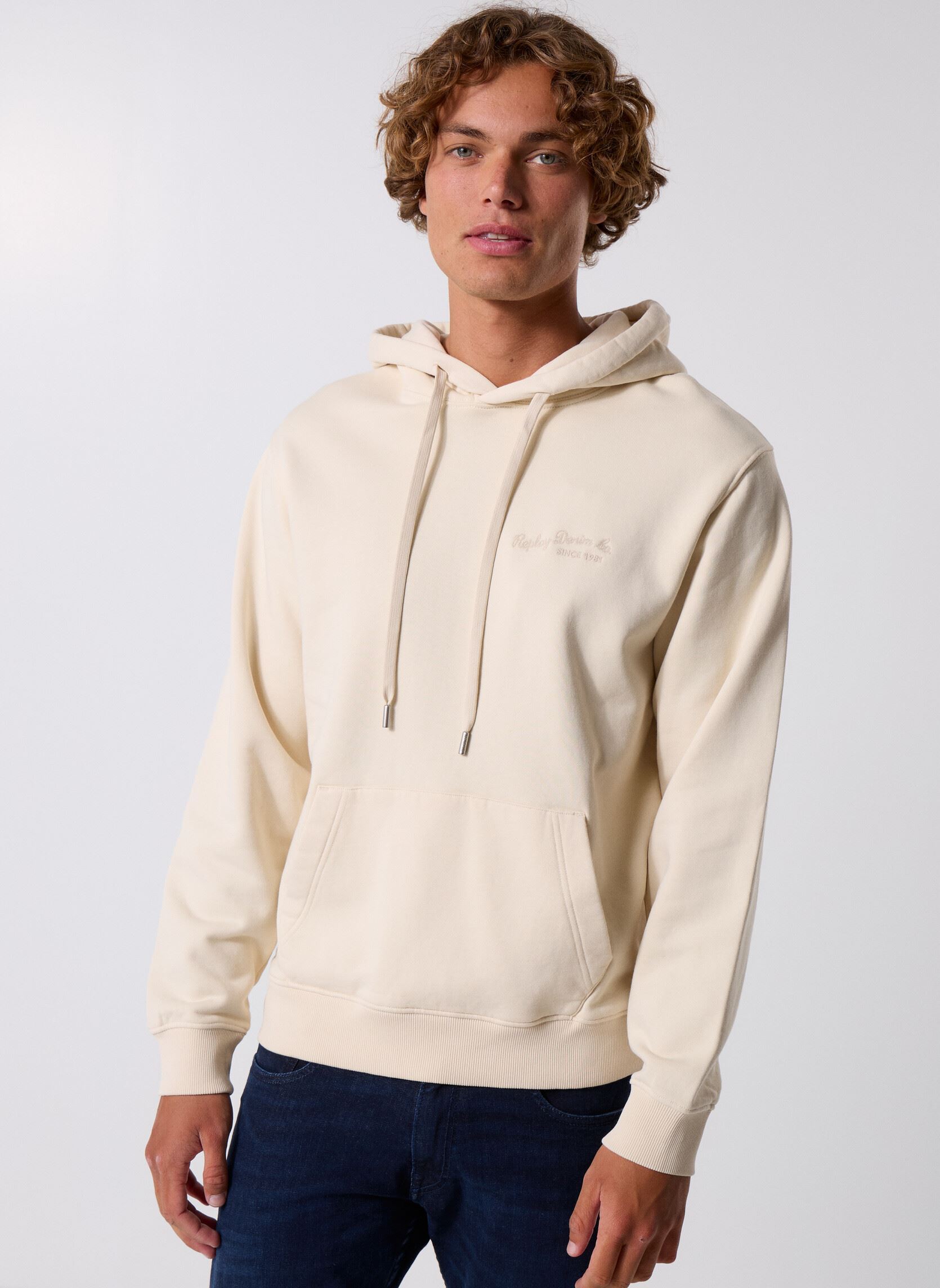 Sweats à capuche Mesh COUPE REGULAR homme blanc Replay Sweats à capuche Mesh COUPE REGULAR homme blanc NATURAL ROPE