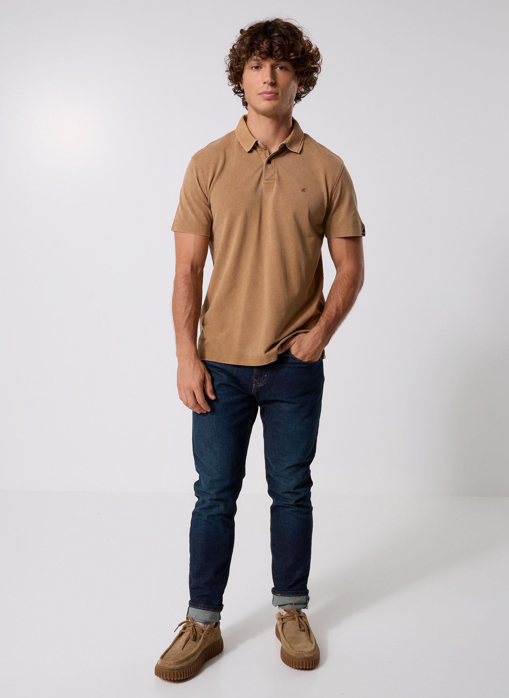 Polos manches courtes Polo MARBLE DYED COTTON PIQUET COUPE REG homme marron Replay Polos manches courtes Polo MARBLE DYED COTTON PIQUET COUPE REG homme marron BRANDY