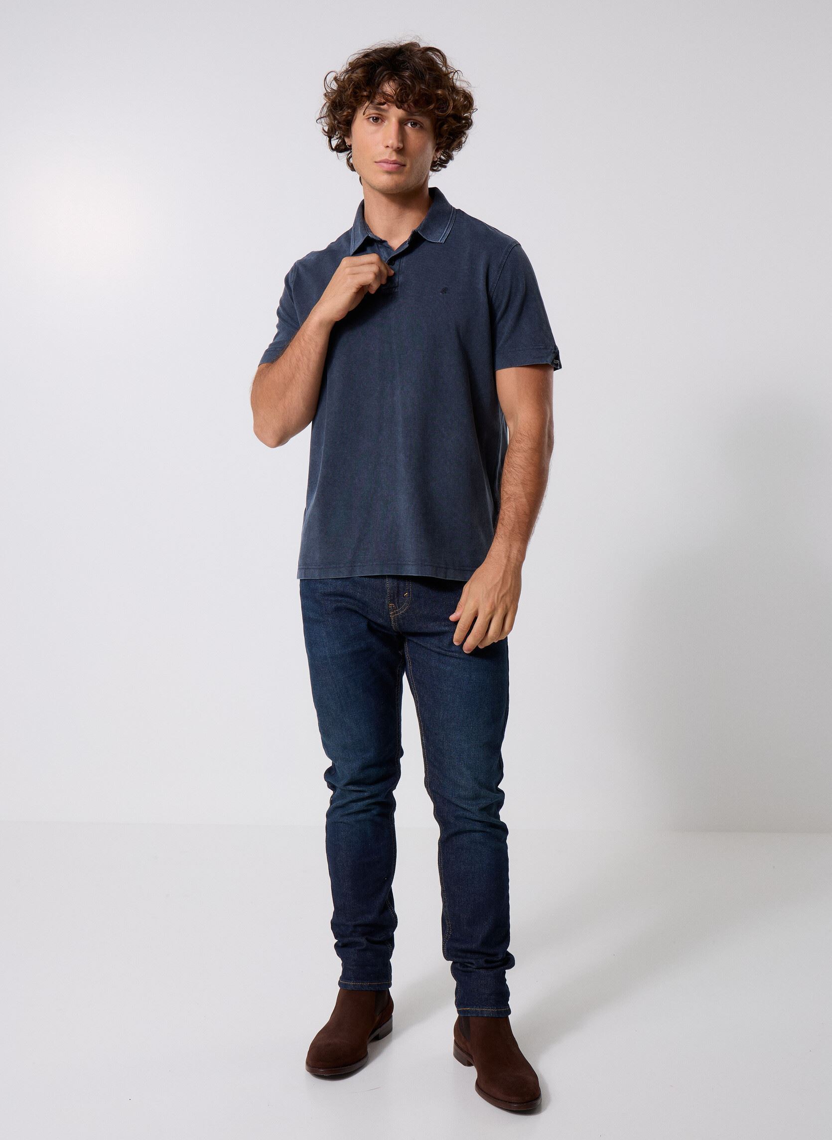 Polos manches courtes Polo MARBLE DYED COTTON PIQUET COUPE REG homme bleu Replay Polos manches courtes Polo MARBLE DYED COTTON PIQUET COUPE REG homme bleu DEEP NAVY