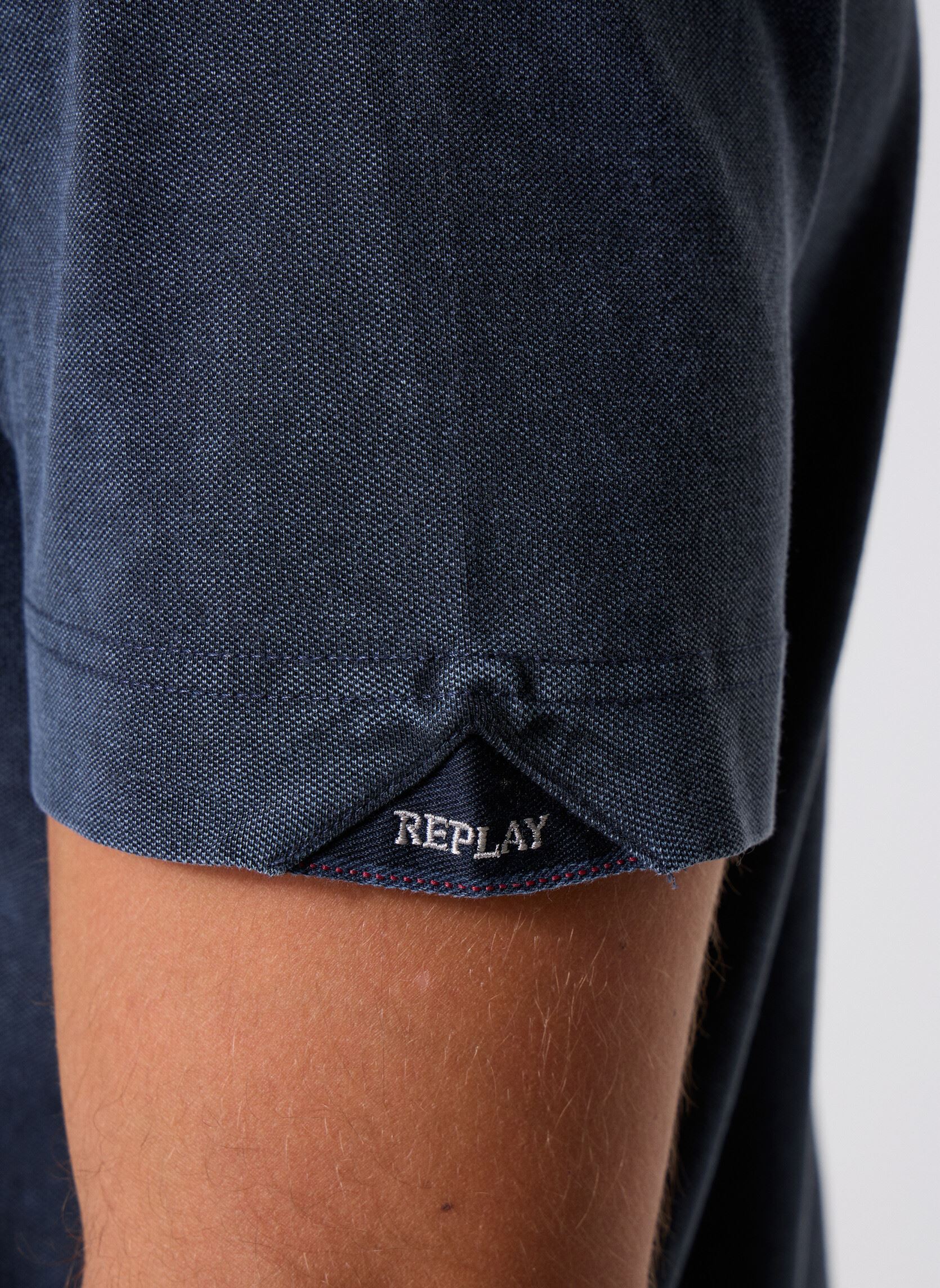 Polos manches courtes Polo MARBLE DYED COTTON PIQUET COUPE REG homme bleu Replay Polos manches courtes Polo MARBLE DYED COTTON PIQUET COUPE REG homme bleu DEEP NAVY