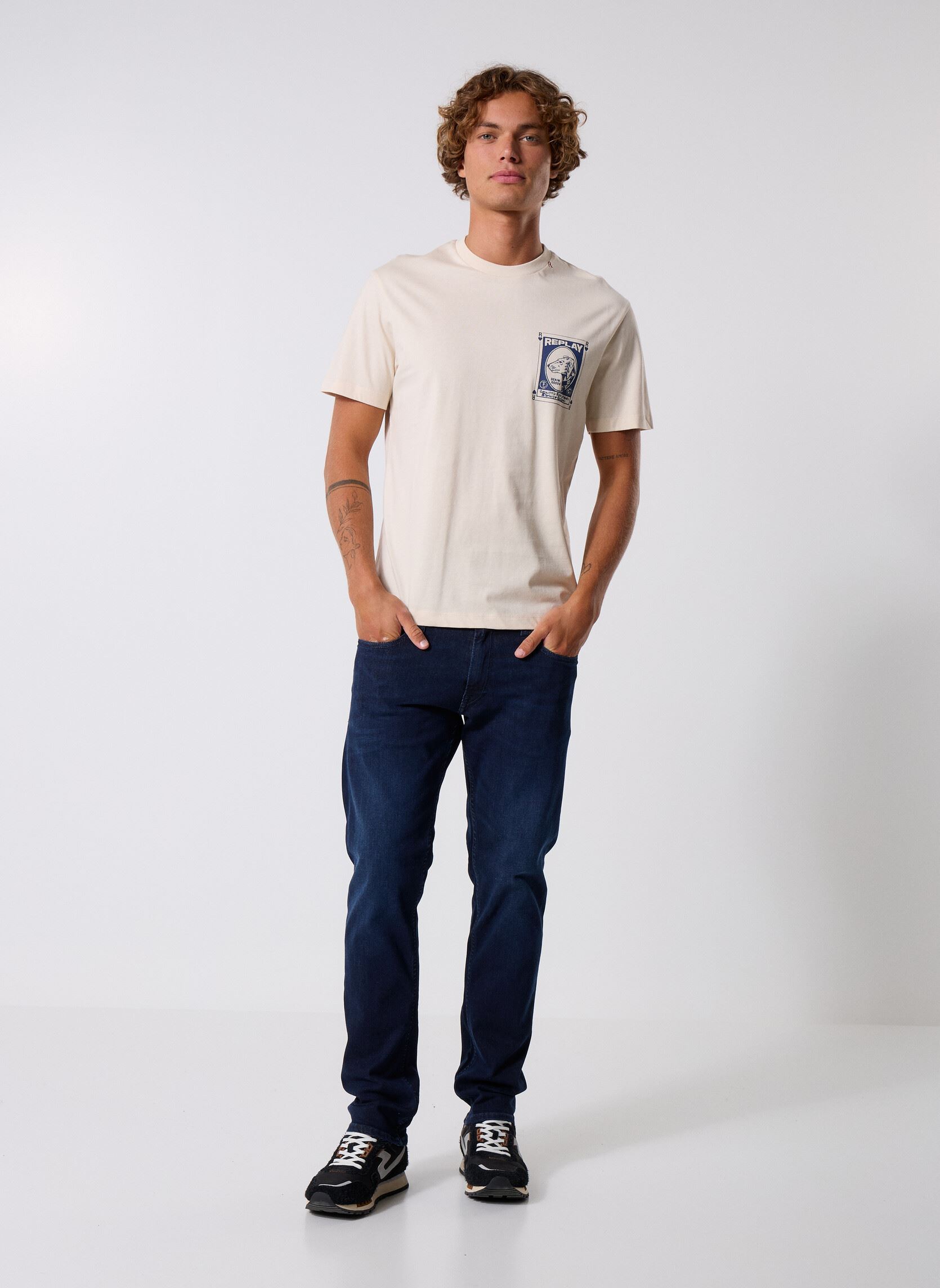 Tee-shirts manches courtes TShirt PIECE DYED HEAVY COTTON JERSEY CO homme blanc Replay Tee-shirts manches courtes TShirt PIECE DYED HEAVY COTTON JERSEY CO homme blanc CREAM