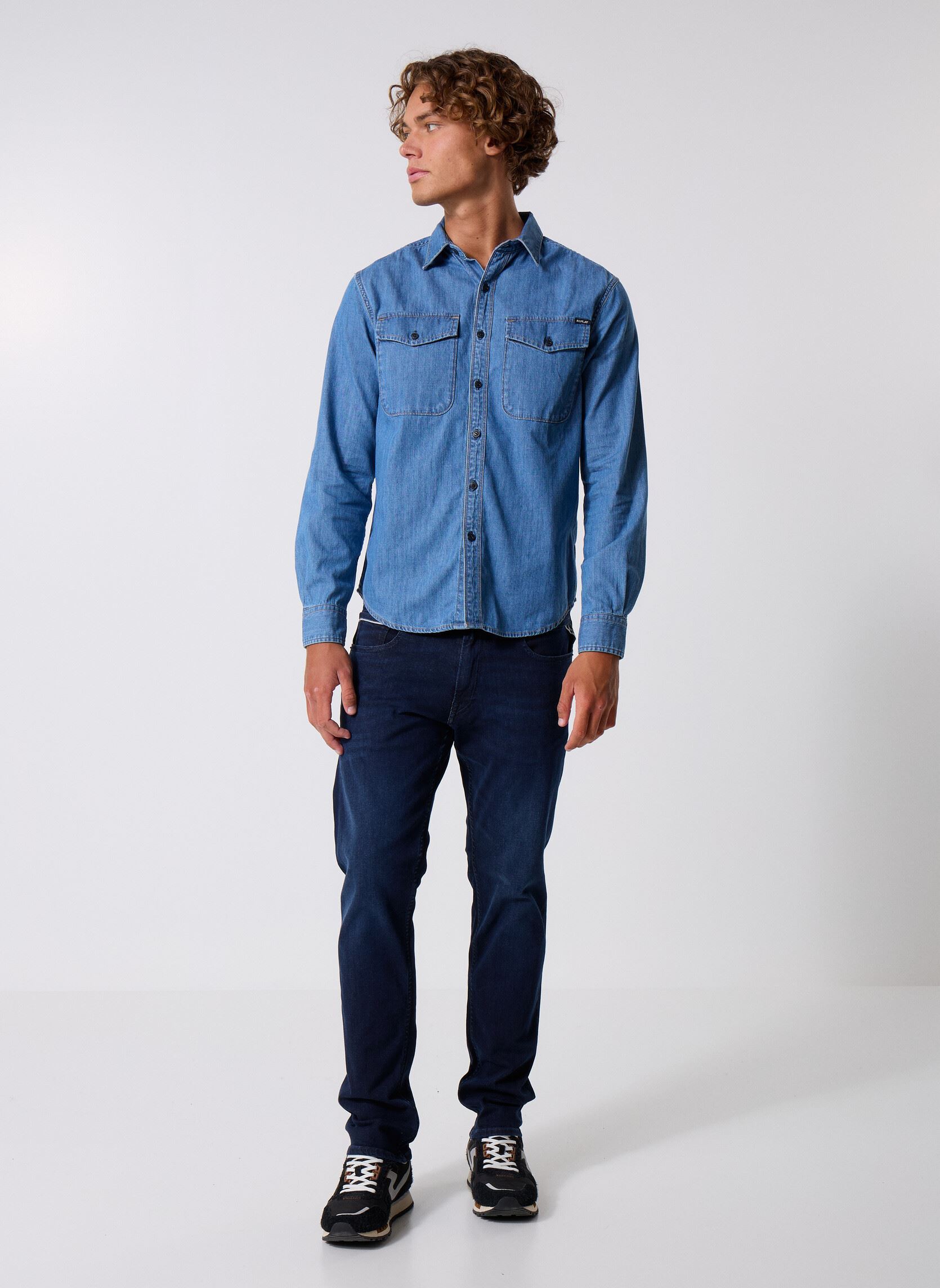 Chemises Chemise 6.5 OZ DEEP BLUE DENIM COUPE Re homme bleu Replay Chemises Chemise 6.5 OZ DEEP BLUE DENIM COUPE Re homme bleu Medium Blue
