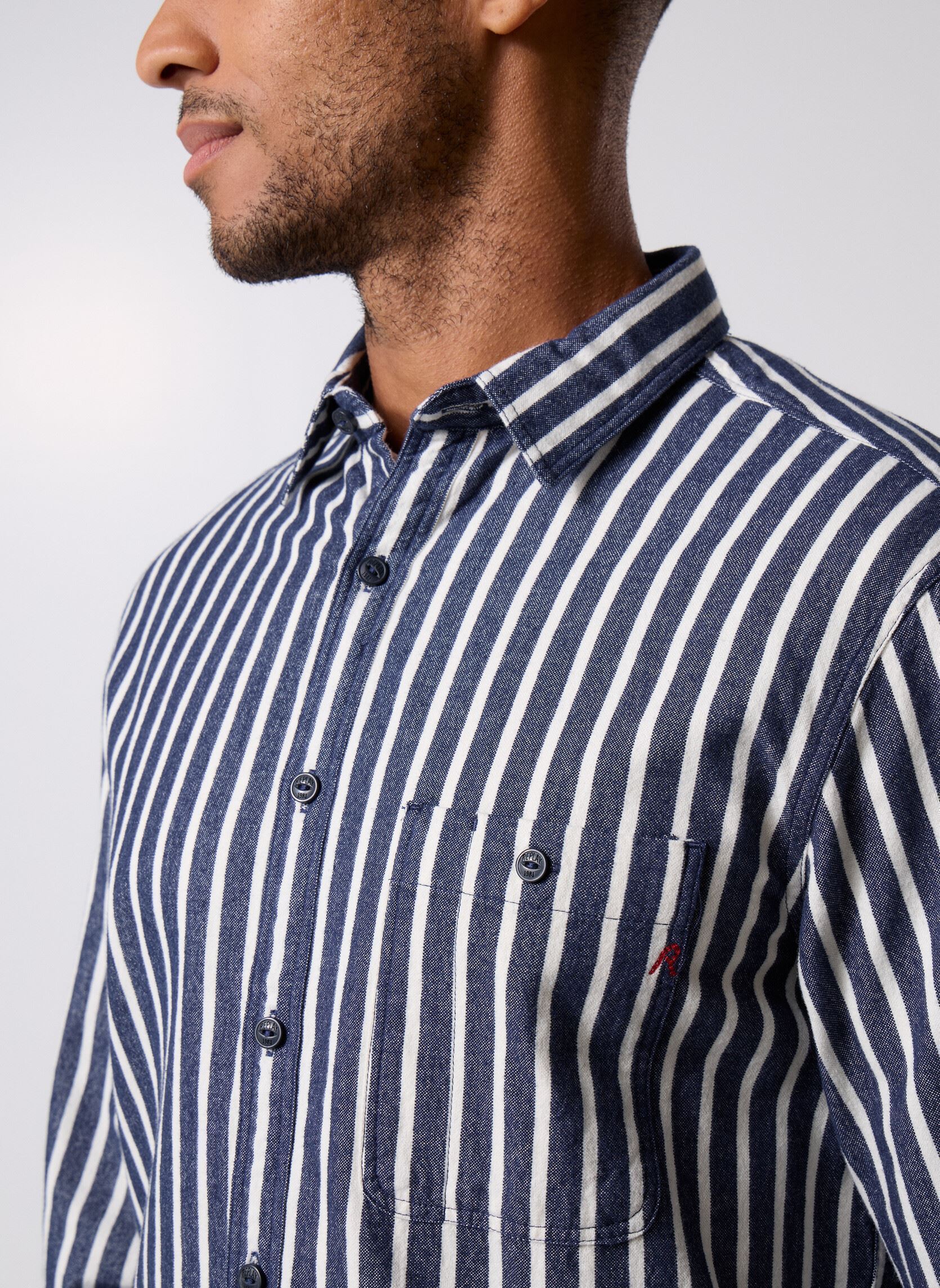 Hemden Chemise COUPE REGULAR herren blau Replay Hemden Chemise COUPE REGULAR herren blau DARK BLUE/CREAM WHITE