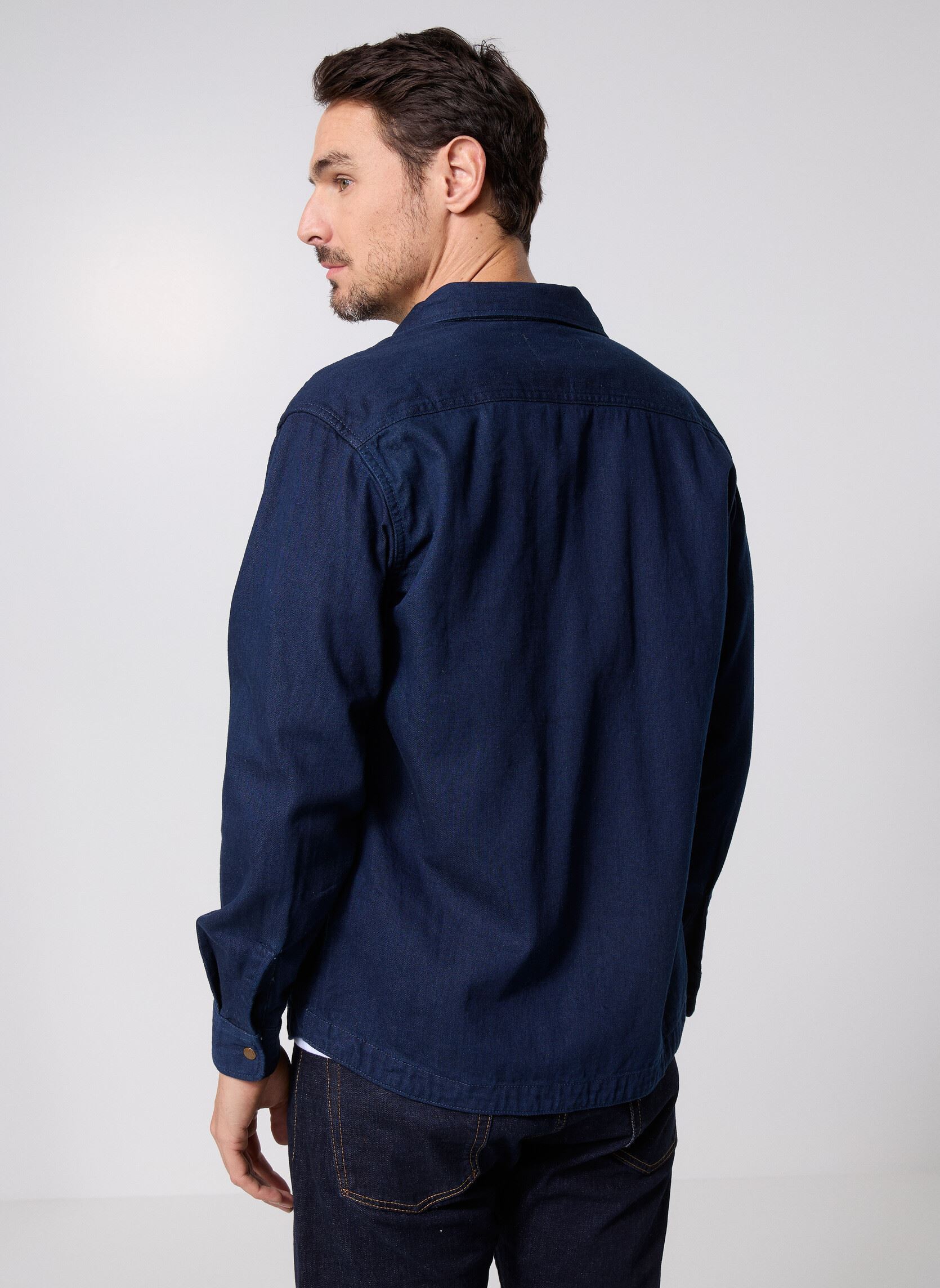 Chemises Chemise 10 OZ COTTON/HEMP INDIGO DENIM homme bleu Replay Chemises Chemise 10 OZ COTTON/HEMP INDIGO DENIM homme bleu DARK BLUE