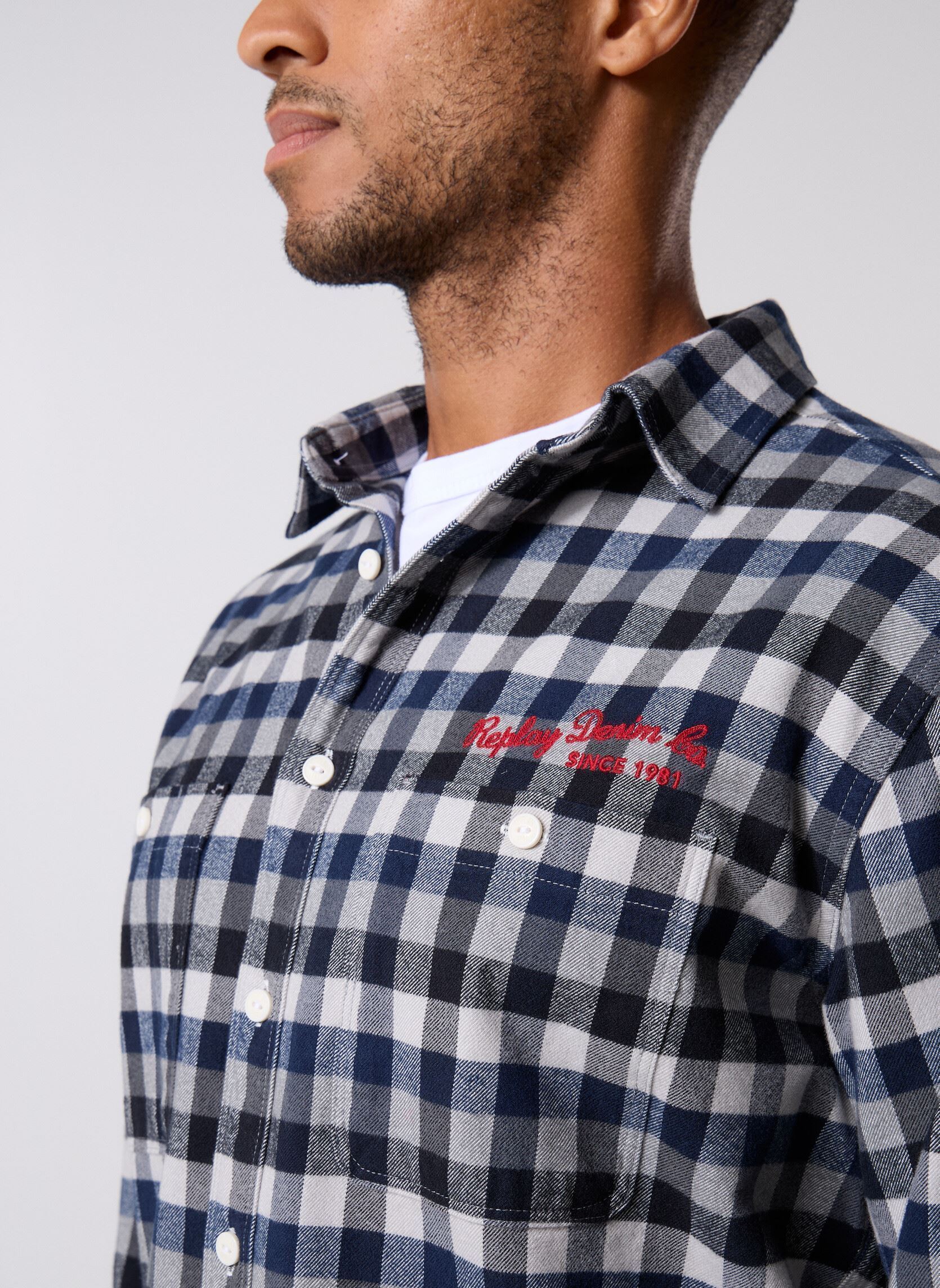 Chemises Chemise COUPE RELAXED homme bleu Replay Chemises Chemise COUPE RELAXED homme bleu BLUE/BLACK/GREY