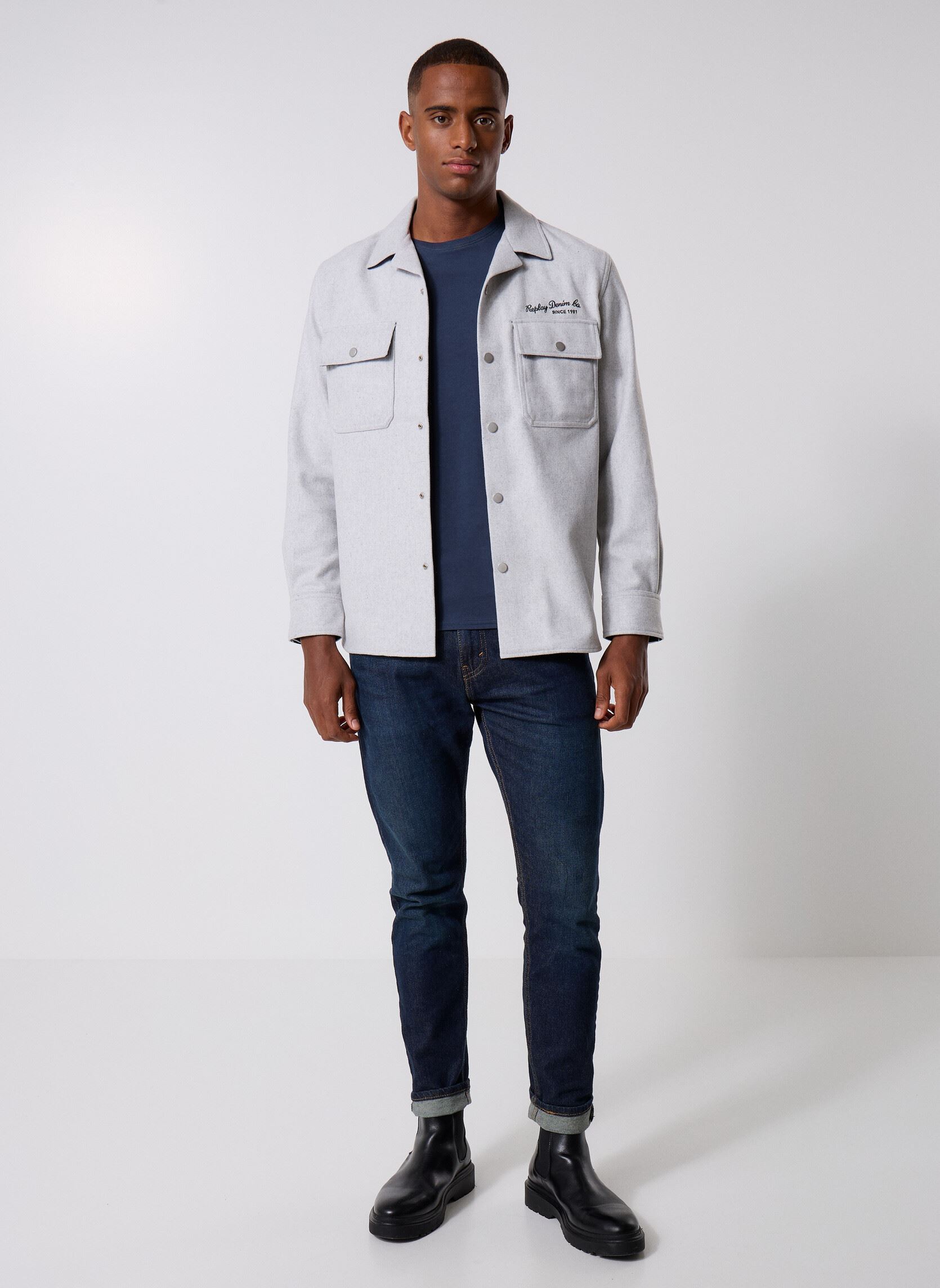 Jacken Blouson COUPE REGULAR herren grau Replay Jacken Blouson COUPE REGULAR herren grau MELANGE GREY