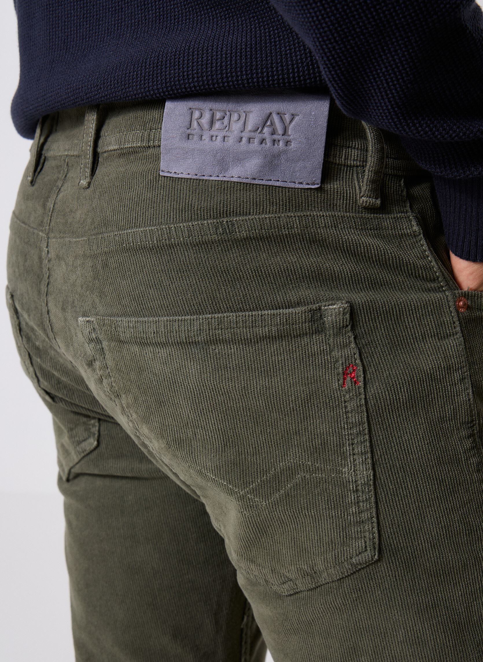 Pantalons droits Pantalon VELOURS GROVER COUPE STRAIGHT homme vert Replay Pantalons droits Pantalon VELOURS GROVER COUPE STRAIGHT homme vert COMBAT GREEN