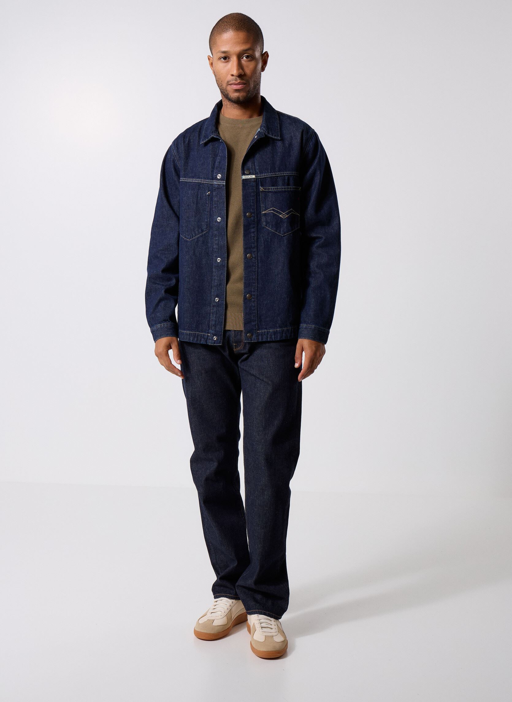 Blousons Blouson 12 OZ RECYCLED INDIGO COTTON DEN homme bleu Replay Blousons Blouson 12 OZ RECYCLED INDIGO COTTON DEN homme bleu DARK BLUE