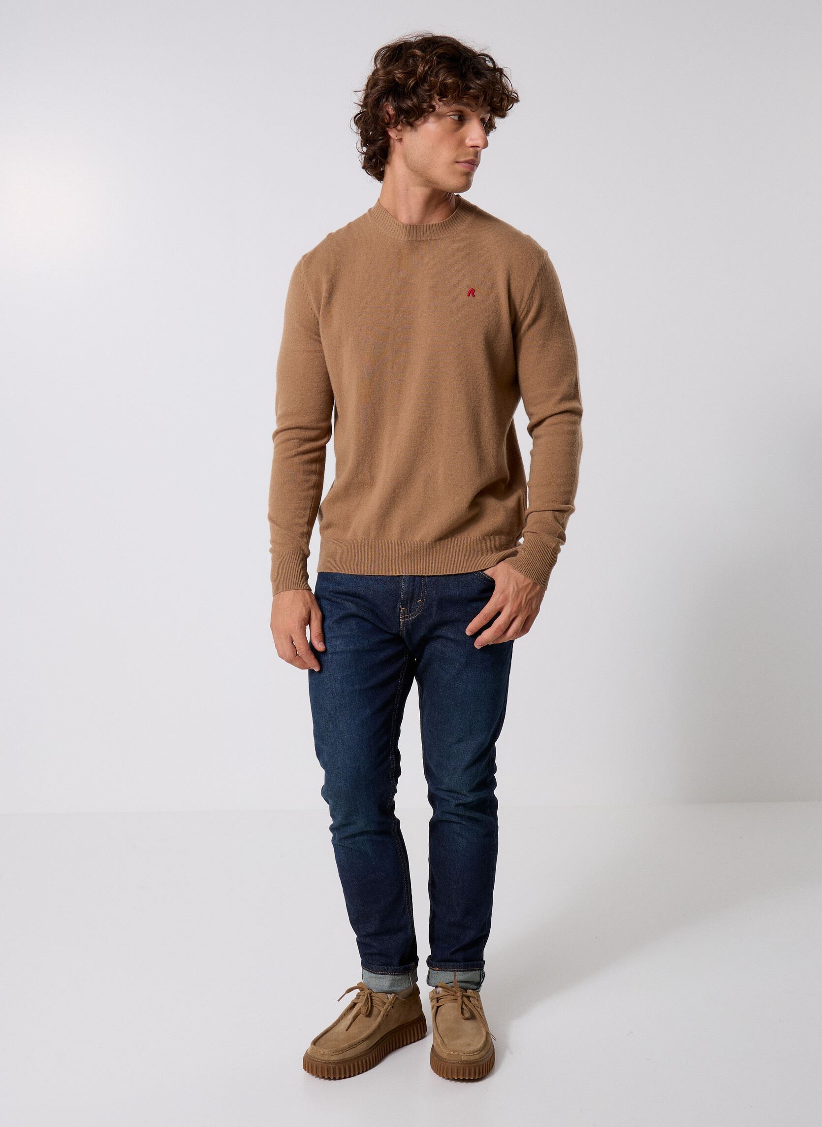 Pullover Maille RED LOGO COUPE RELAXED herren braun Replay Pullover Maille RED LOGO COUPE RELAXED herren braun CAMEL