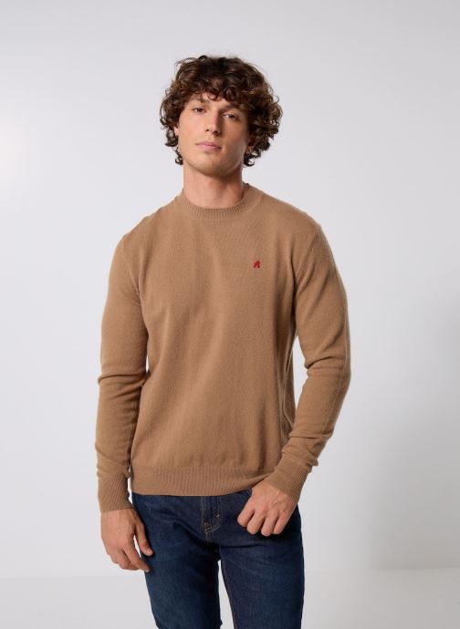 Replay Pulls Maille RED LOGO COUPE RELAXED homme marron