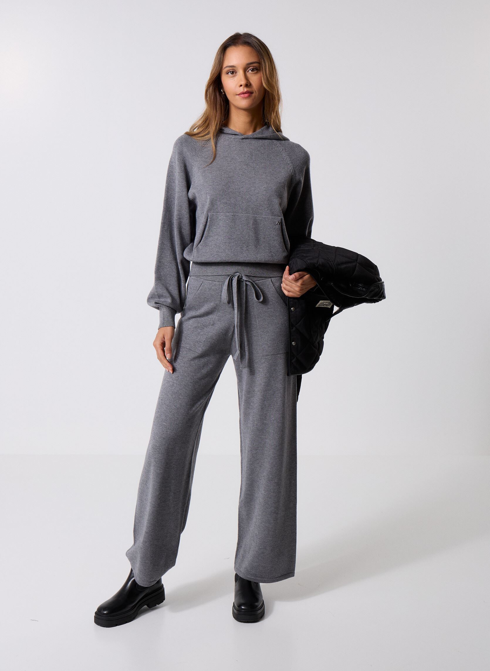 Kapuzenpullover Maille COUPE OVER damen grau Replay Kapuzenpullover Maille COUPE OVER damen grau IRON MELANGE