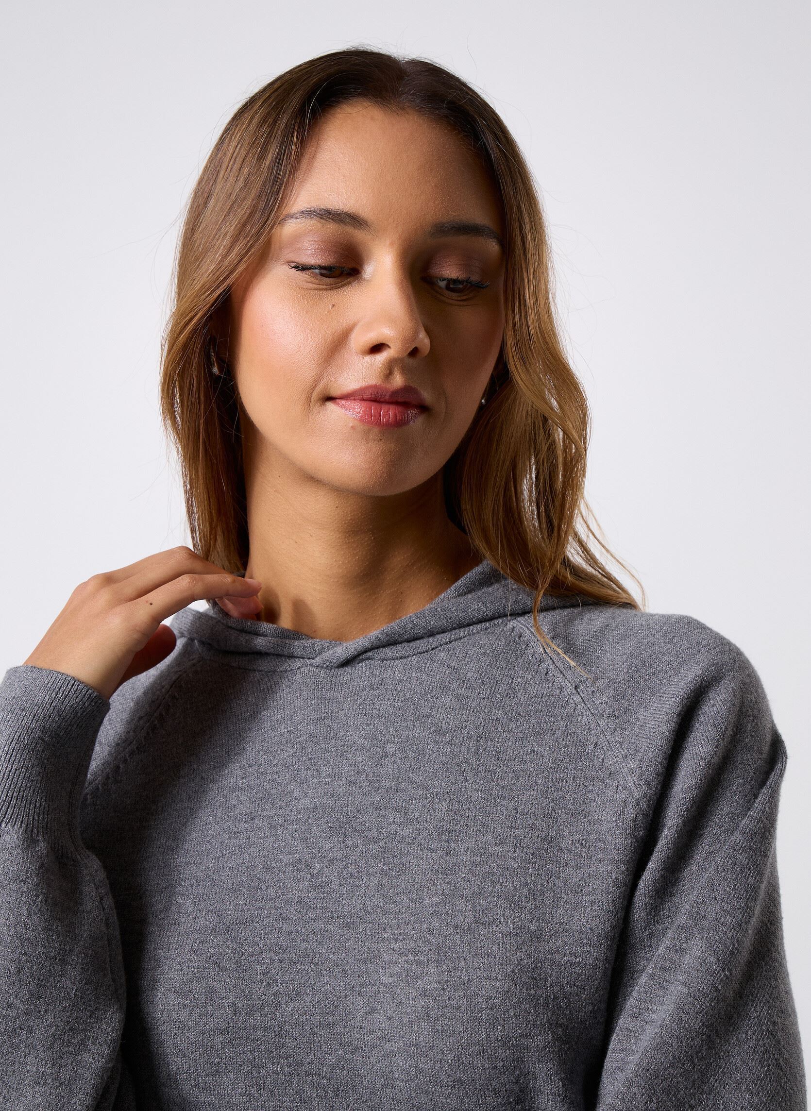 Kapuzenpullover Maille COUPE OVER damen grau Replay Kapuzenpullover Maille COUPE OVER damen grau IRON MELANGE