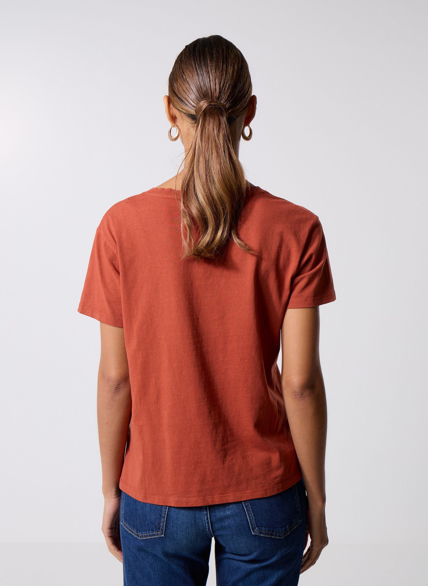 Tee-shirts manches courtes TShirt G. DYED OPEN END HAND DRY JERSEY femme orange Replay Tee-shirts manches courtes TShirt G. DYED OPEN END HAND DRY JERSEY femme orange BRICK BROWN