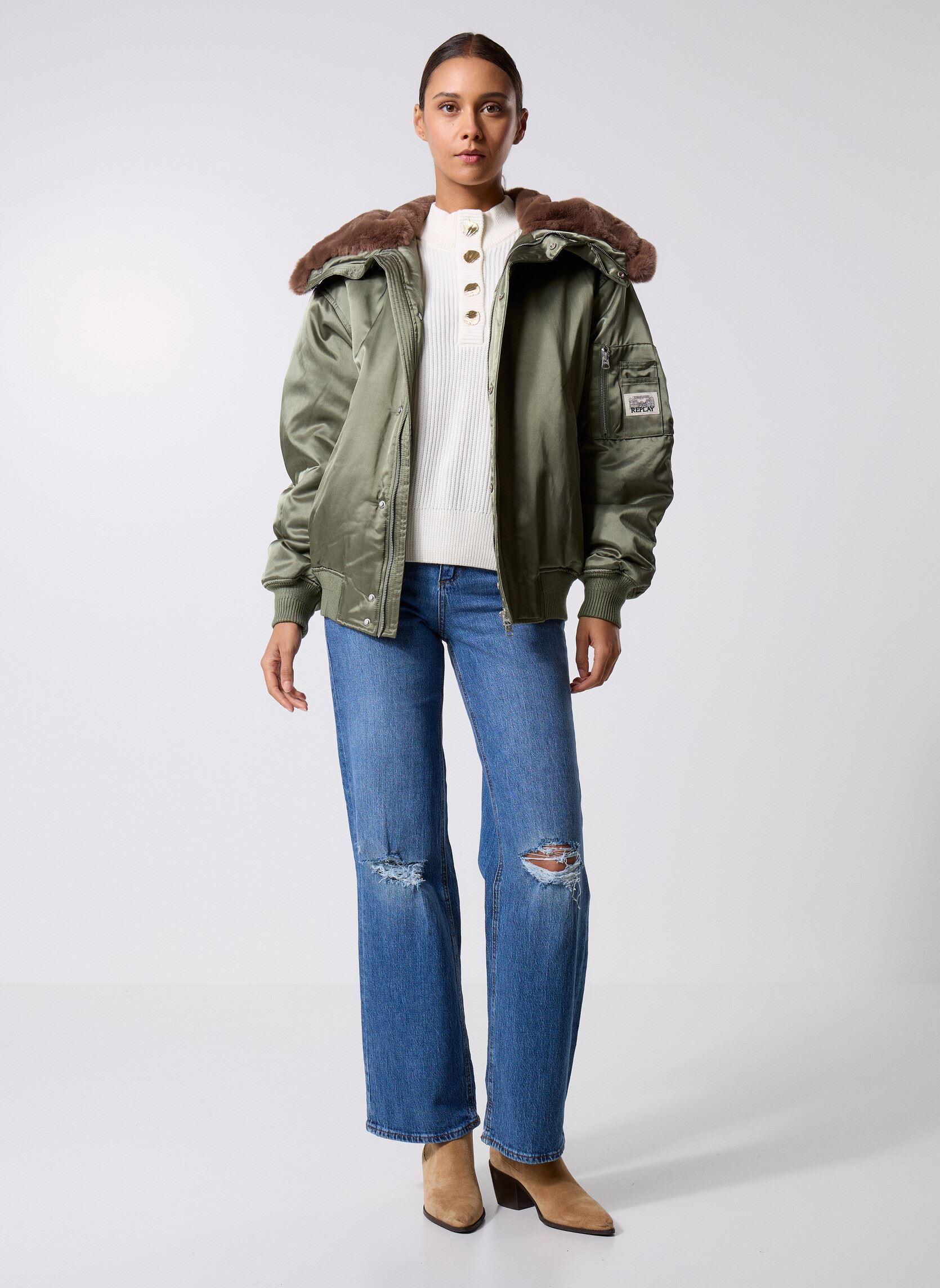 Mantels Blouson COUPE RELAXED dames groen Replay Mantels Blouson COUPE RELAXED dames groen SAGE GREEN