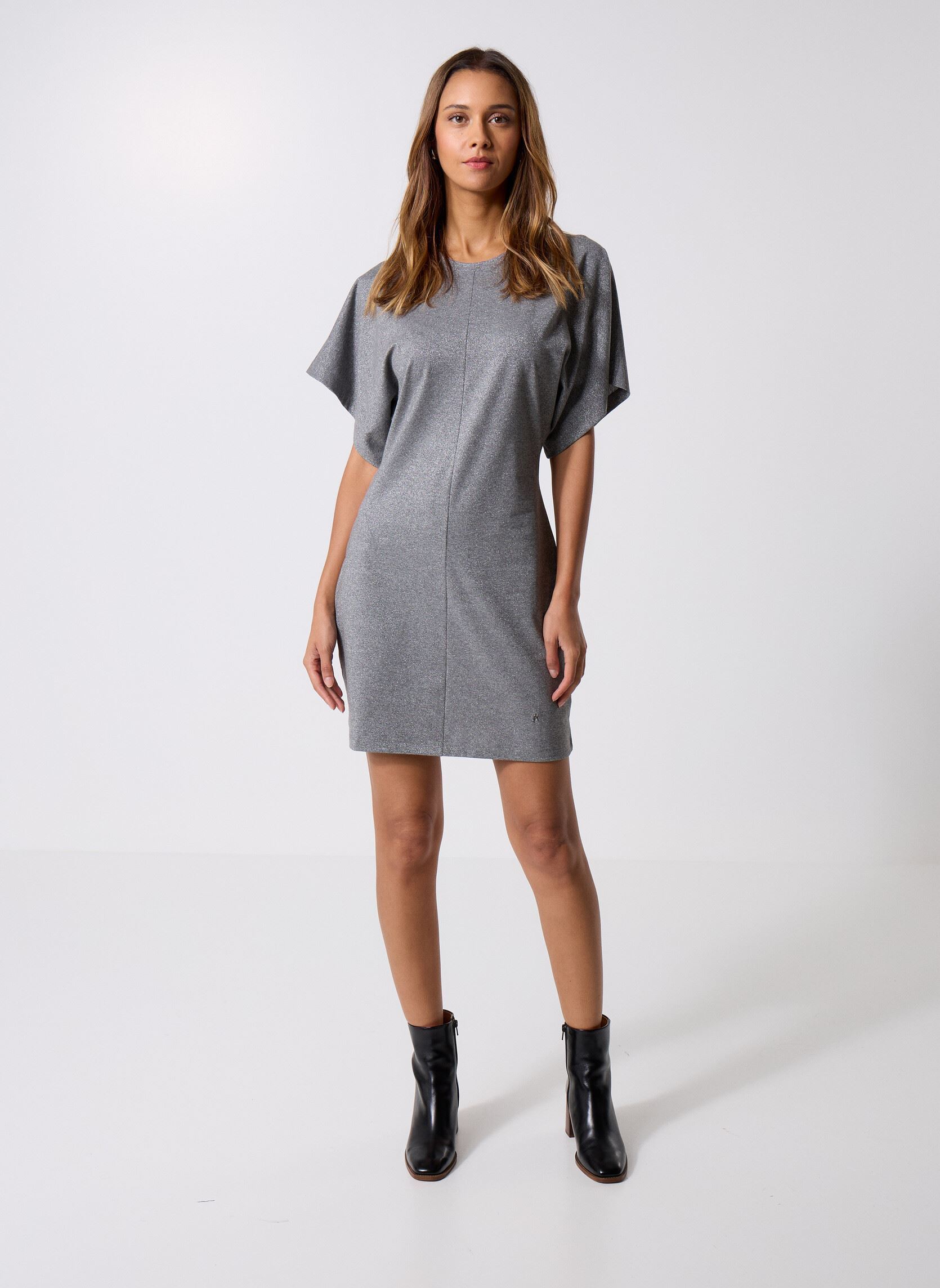 Kleider Habit SILVER LUREX JERSEY COUPE SLIM damen silber Replay Kleider Habit SILVER LUREX JERSEY COUPE SLIM damen silber SILVER LUREX