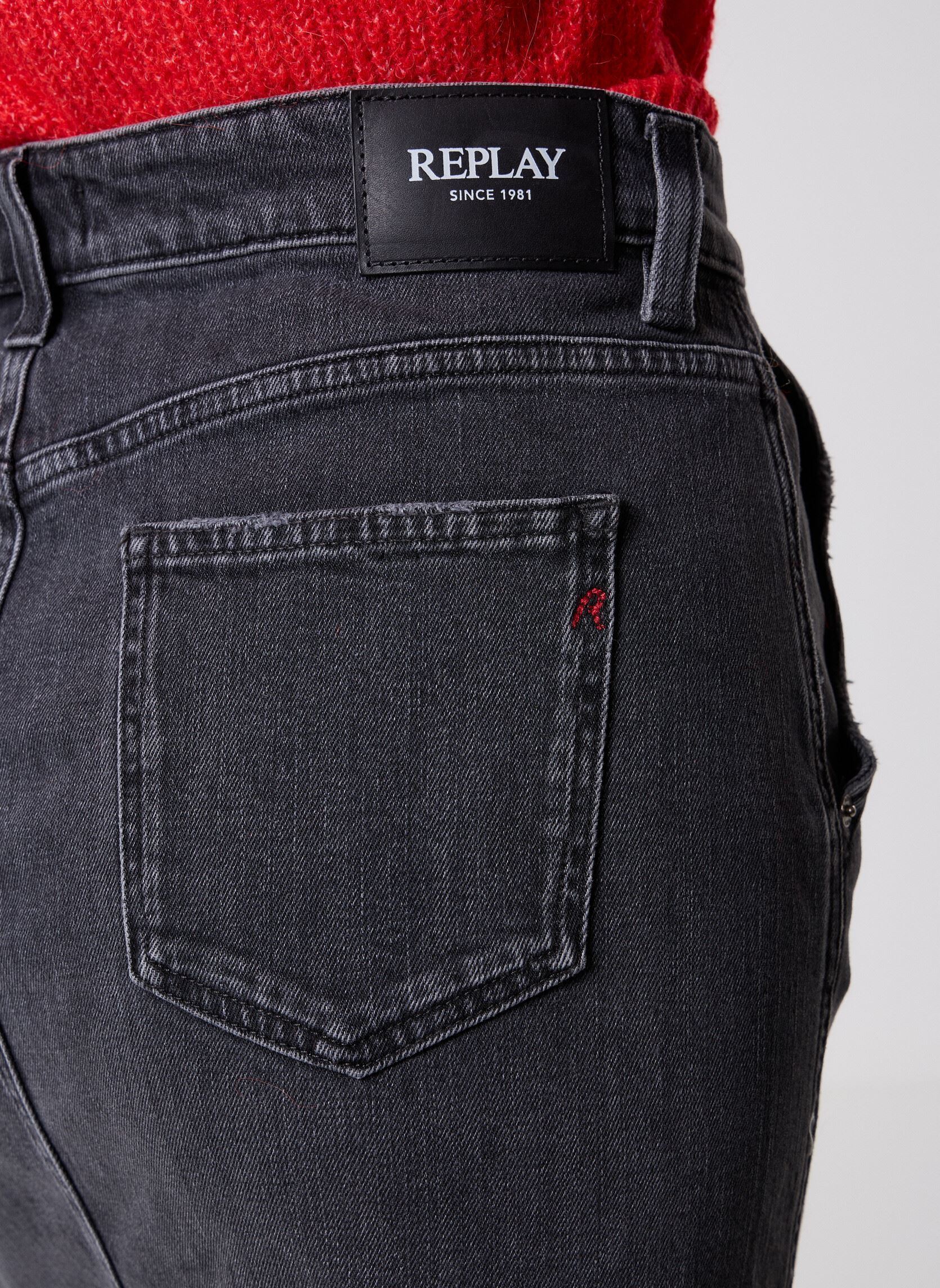 Jupes mi-longues Jupe 11 OZ BLACK OD BLACK COMFORT DENIM femme noir Replay Jupes mi-longues Jupe 11 OZ BLACK OD BLACK COMFORT DENIM femme noir DARK GREY