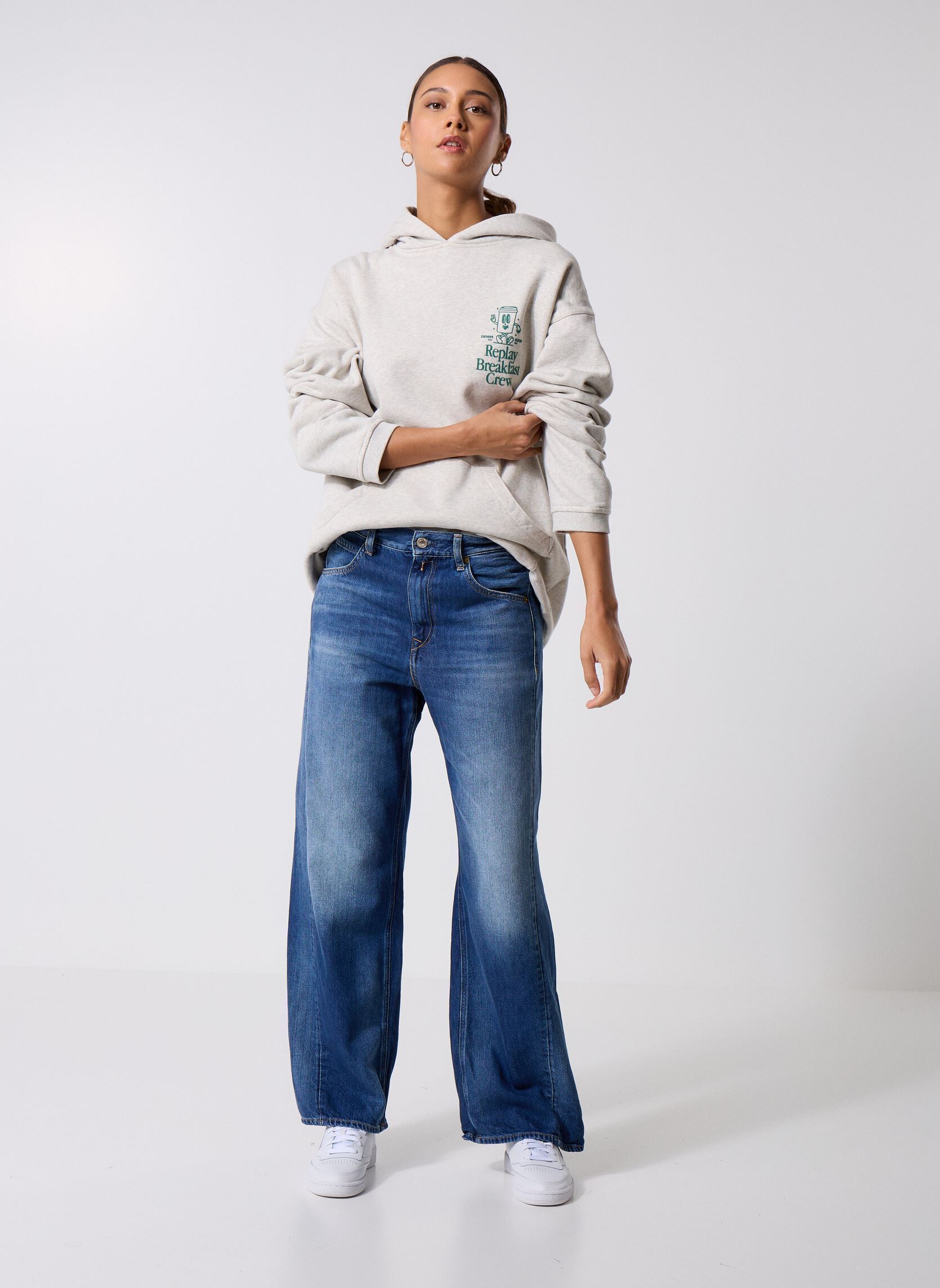 Wijde jeans / Flared Jeans Pantalon DENIM NARJA COUPE BAGGY dames blauw Replay Wijde jeans / Flared Jeans Pantalon DENIM NARJA COUPE BAGGY dames blauw MEDIUM BLUE