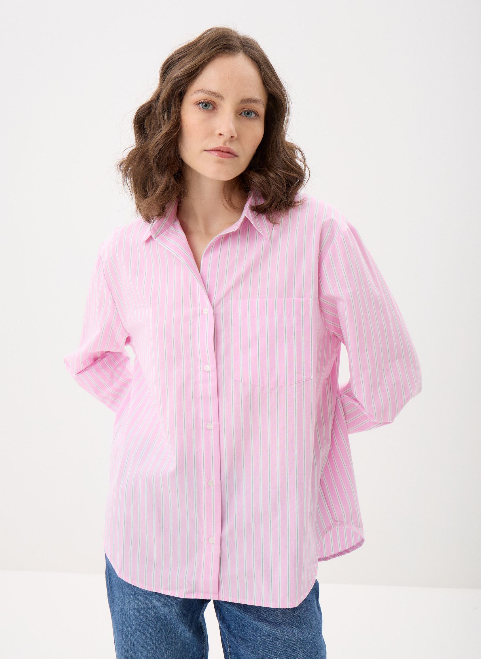 Langarm-Hemden CHESTRIPE damen rosa MADE BY Langarm-Hemden CHESTRIPE damen rosa IMP_RAYURE ROSE
