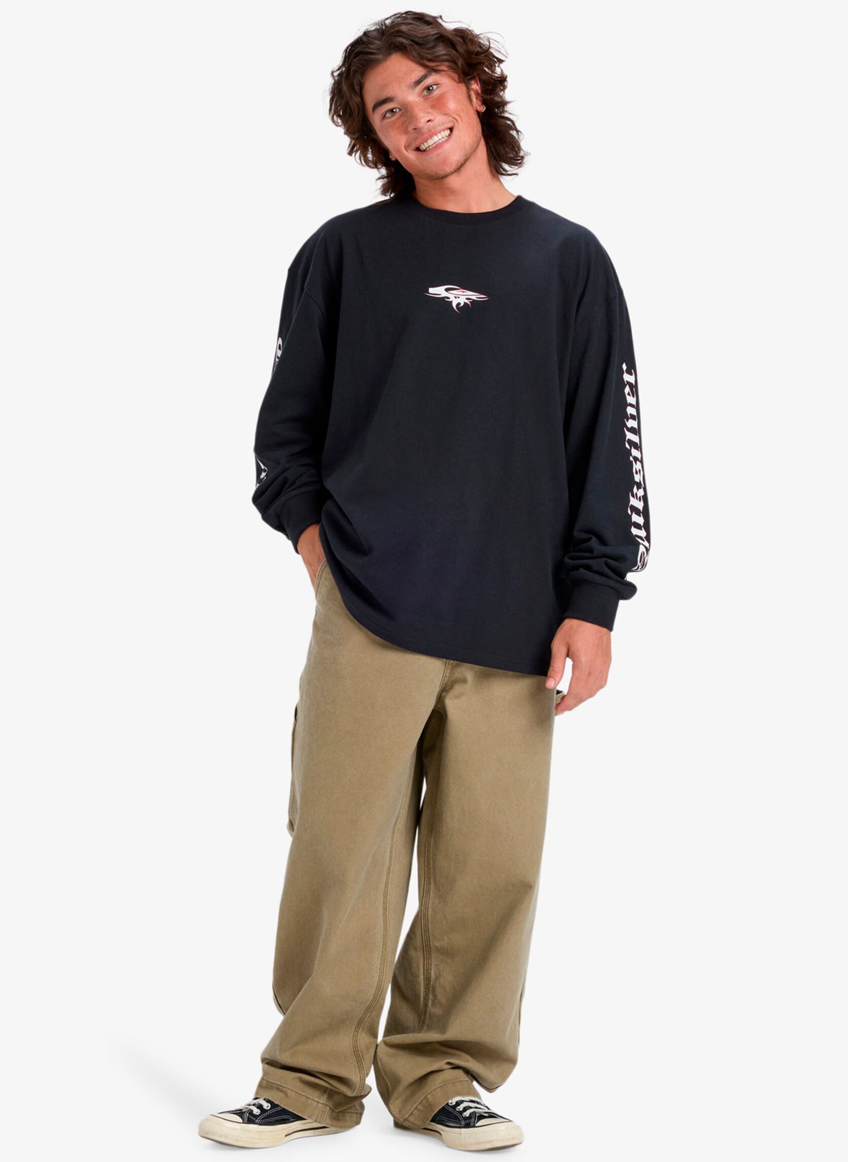 Tee-shirts manches longues Mercury Old English Ls homme noir Quiksilver Tee-shirts manches longues Mercury Old English Ls homme noir Black