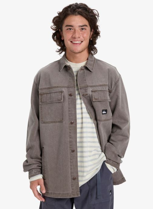 Quiksilver Chemises Mohab Washed Twill Ls Shirt homme marron