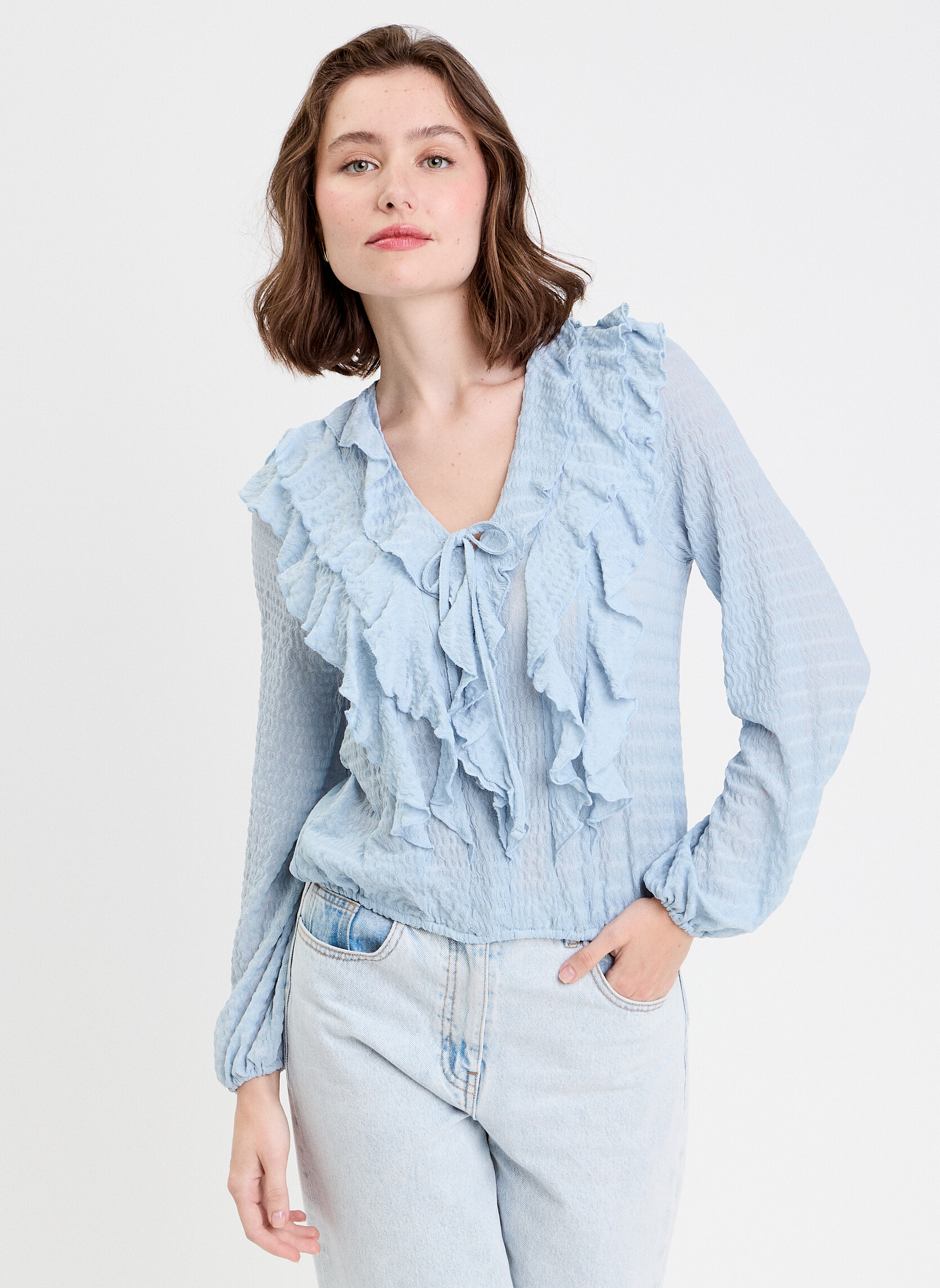 Tops LBLOUVOL6 femme bleu Cache Cache Tops LBLOUVOL6 femme bleu Bleu clair