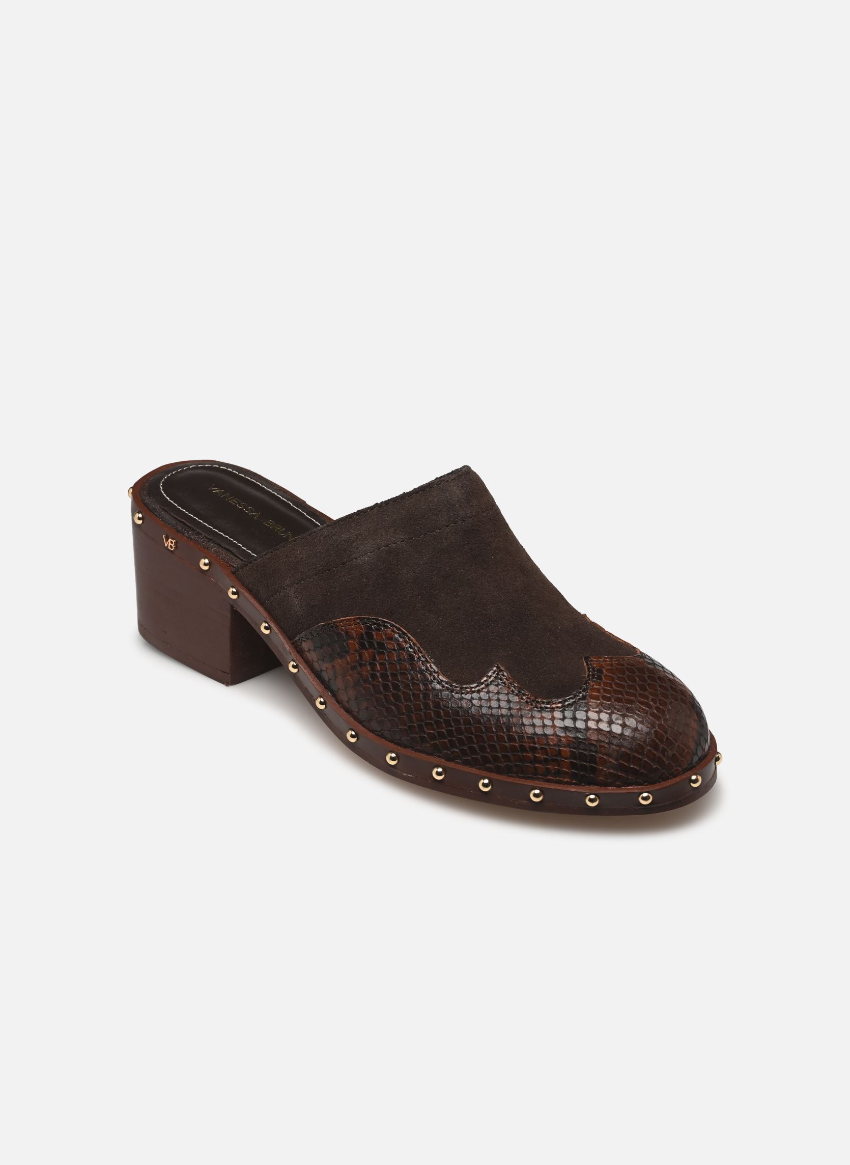 Mules et sabots Sabots 45Mm Bords Cloutes En Suede Et De femme marron Vanessa Bruno Mules et sabots Sabots 45Mm Bords Cloutes En Suede Et De femme marron EBENE