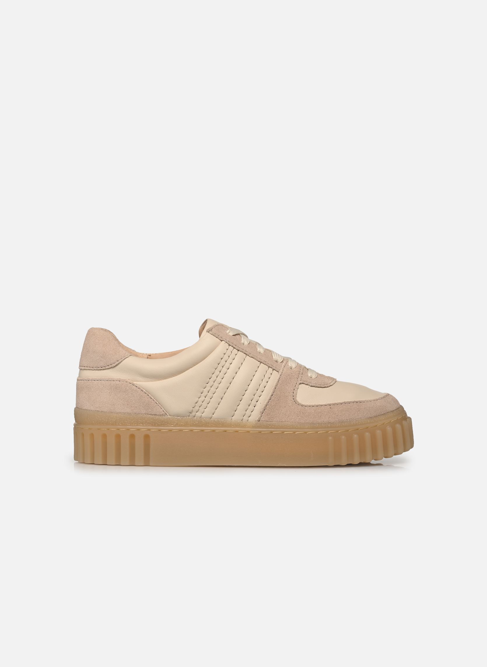 Sneakers Mayhill Lace dames beige Clarks Sneakers Mayhill Lace dames beige SAND COMBI LEA
