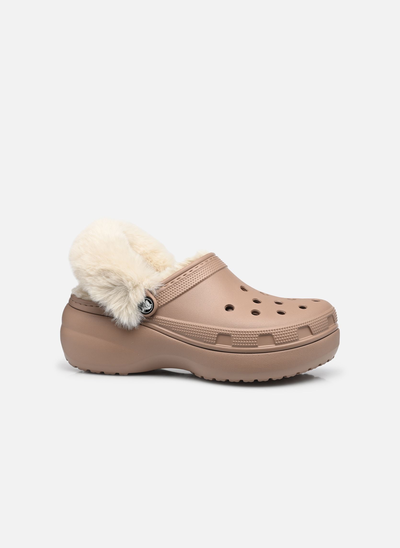 Mules et sabots Classic Platform Fuzz Lined Clog W femme beige Crocs Mules et sabots Classic Platform Fuzz Lined Clog W femme beige Latte