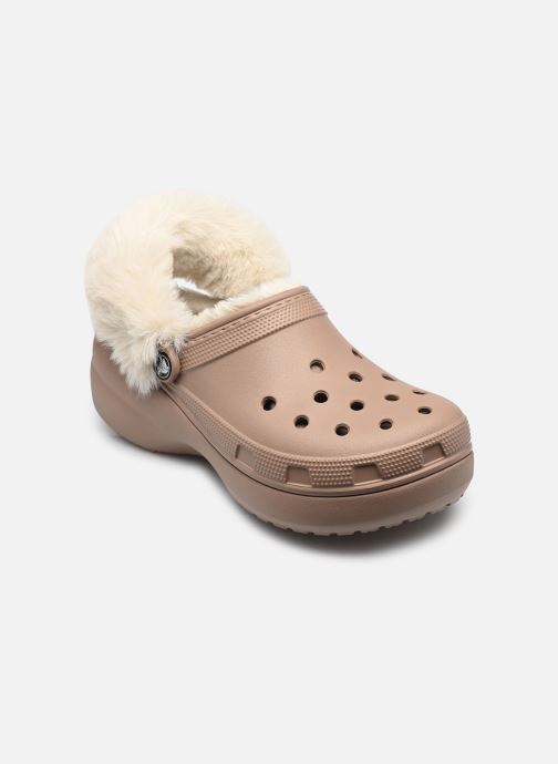 Crocs Pantoletten und Clogs Classic Platform Fuzz Lined Clog W damen beige