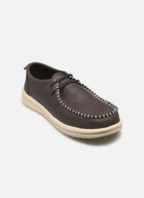HEYDUDE Baskets toile Wally NXT Moc Leather homme marron