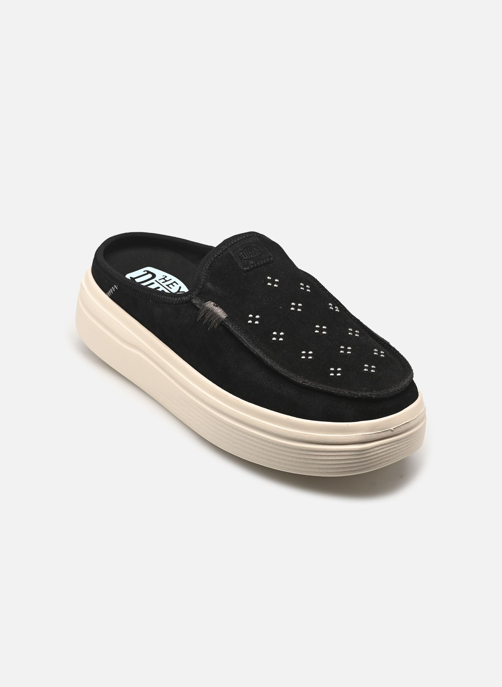 Pantoletten und Clogs Austin Lift Suede Stud damen schwarz HEYDUDE Pantoletten und Clogs Austin Lift Suede Stud damen schwarz BLACK