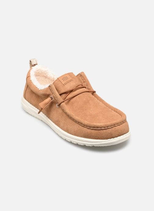 HEYDUDE Baskets toile Wally Suede Shearling homme marron