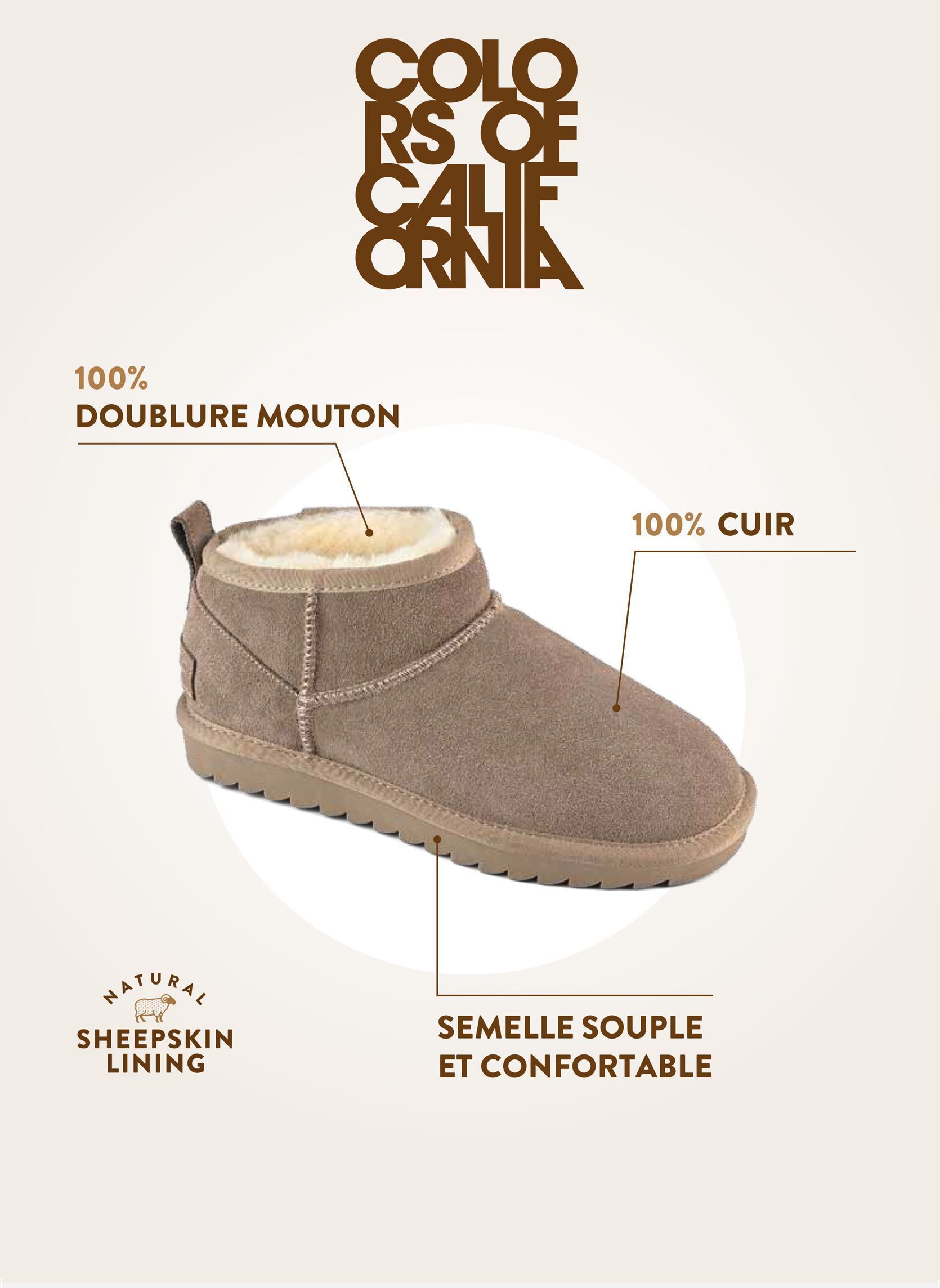 Gevoerde enkellaarsjes Short sheepskin boot in suede dames zwart Colors of California Gevoerde enkellaarsjes Short sheepskin boot in suede dames zwart BLACK