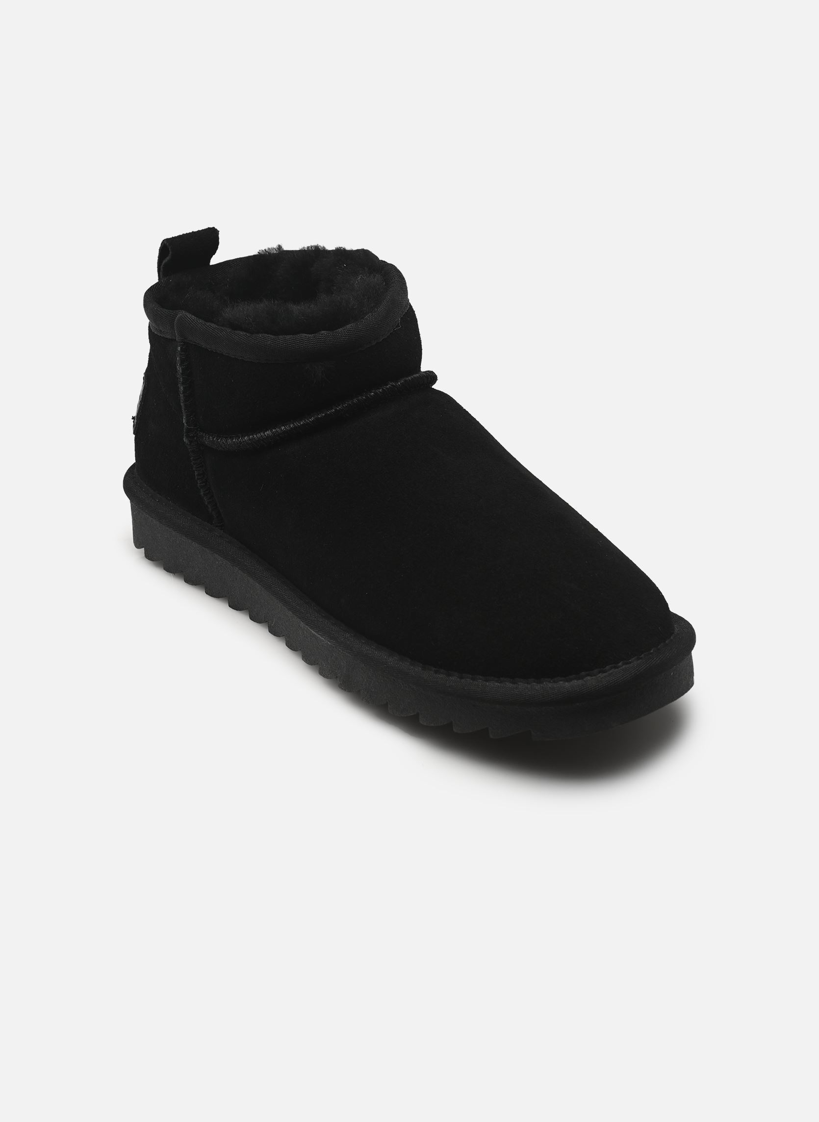 Gevoerde enkellaarsjes Short sheepskin boot in suede dames zwart Colors of California Gevoerde enkellaarsjes Short sheepskin boot in suede dames zwart BLACK